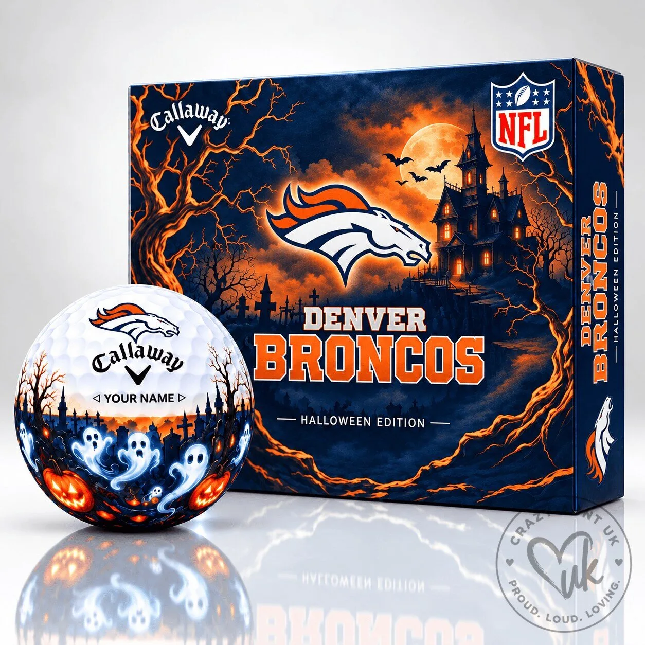 Denver Broncos Halloween Edition Personalized Golf Ball Set 2 Denver Broncos Halloween Edition Personalized Golf Ball Set