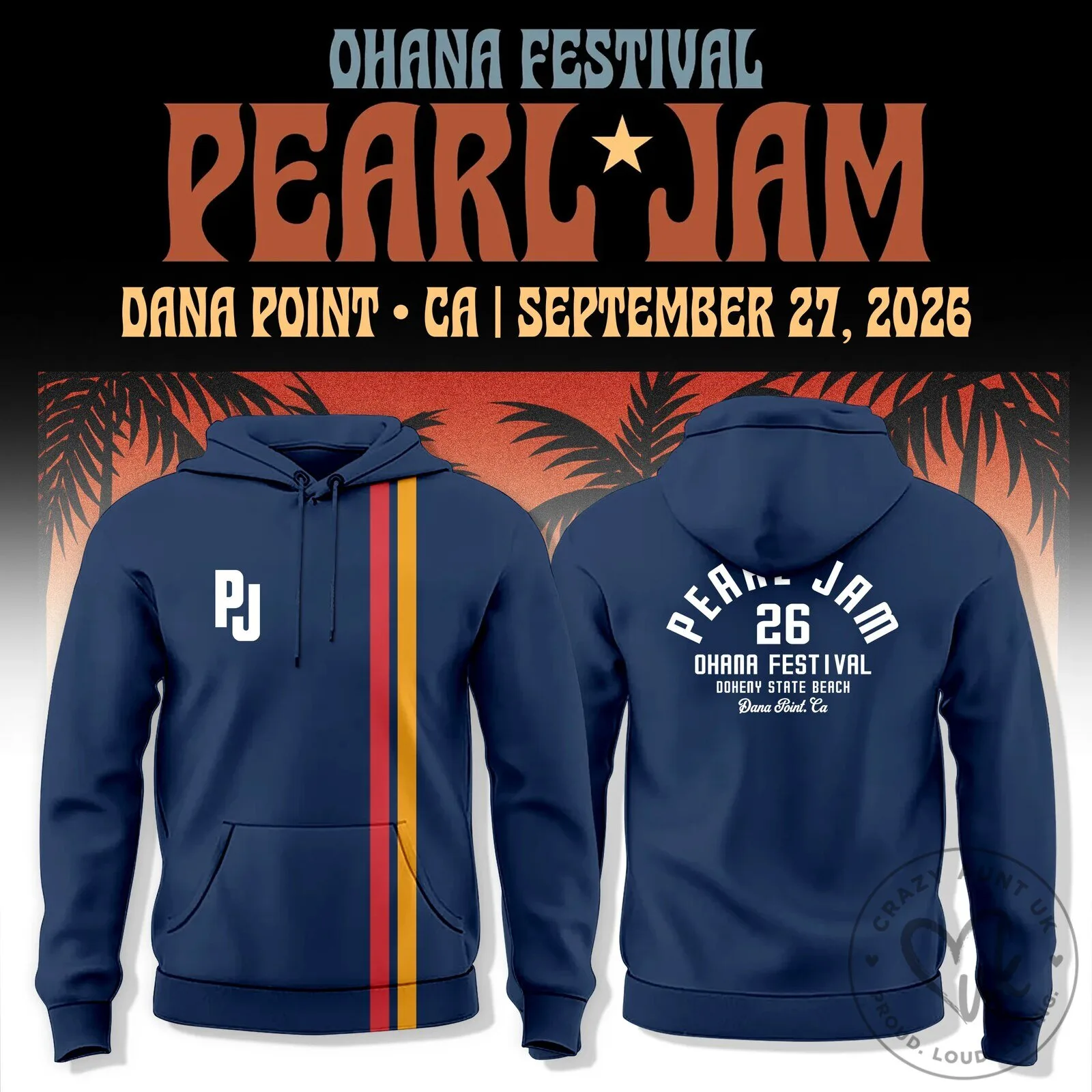 Pearl Jam Ohana Festival Dana Point 2026 Concert Commemorative Hoodie