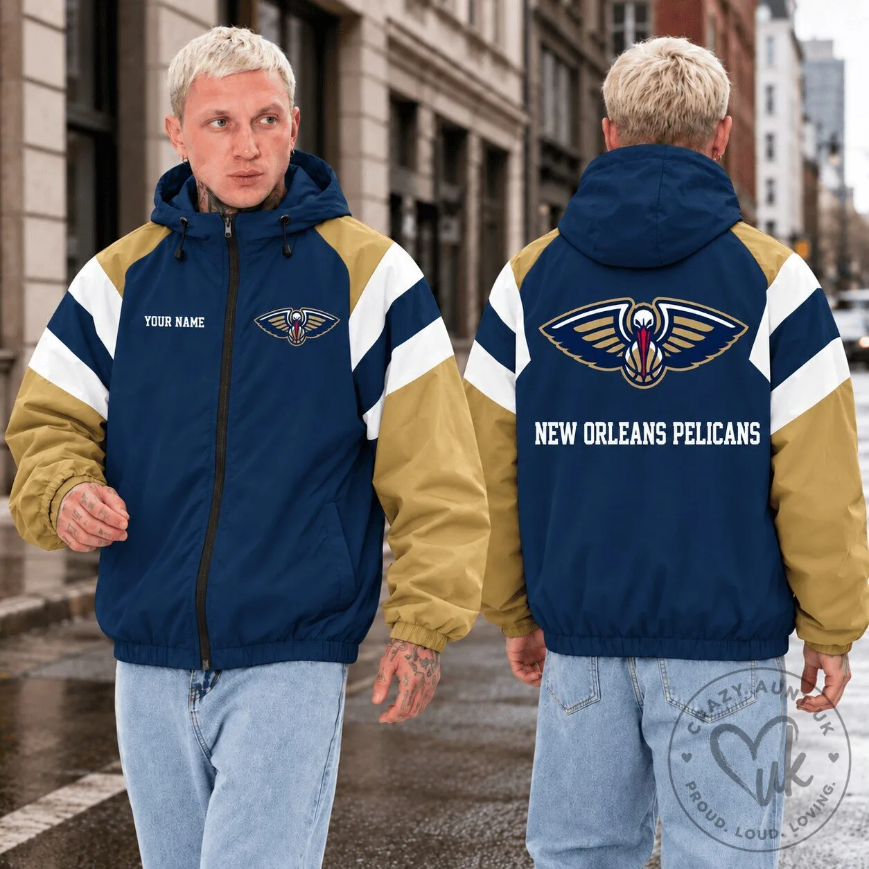 New Orleans Pelicans NBA Custom Name Fan Outdoor Jacket