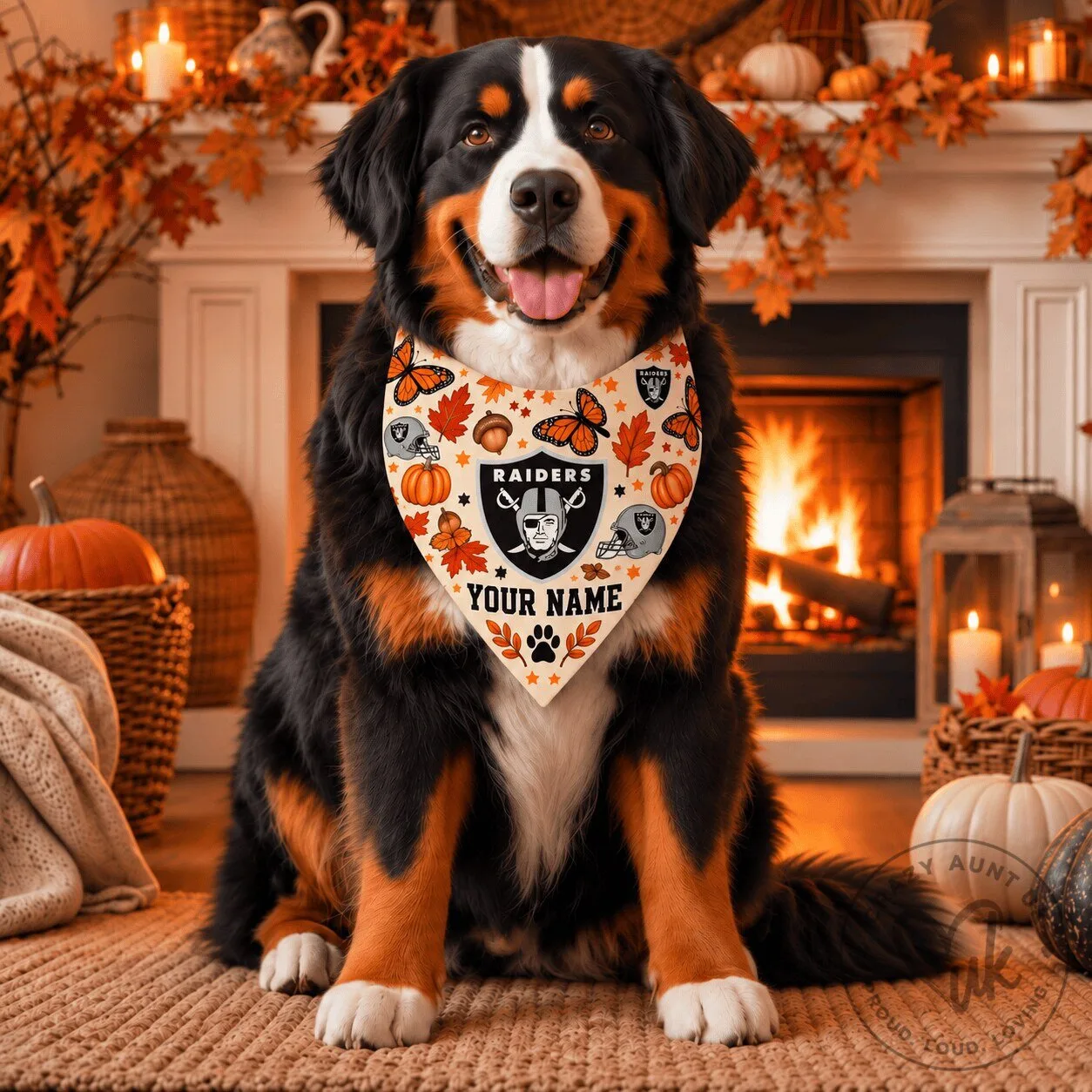 Las Vegas Raiders NFL Football Team Pet Bandana Personalized Dog Scarf
