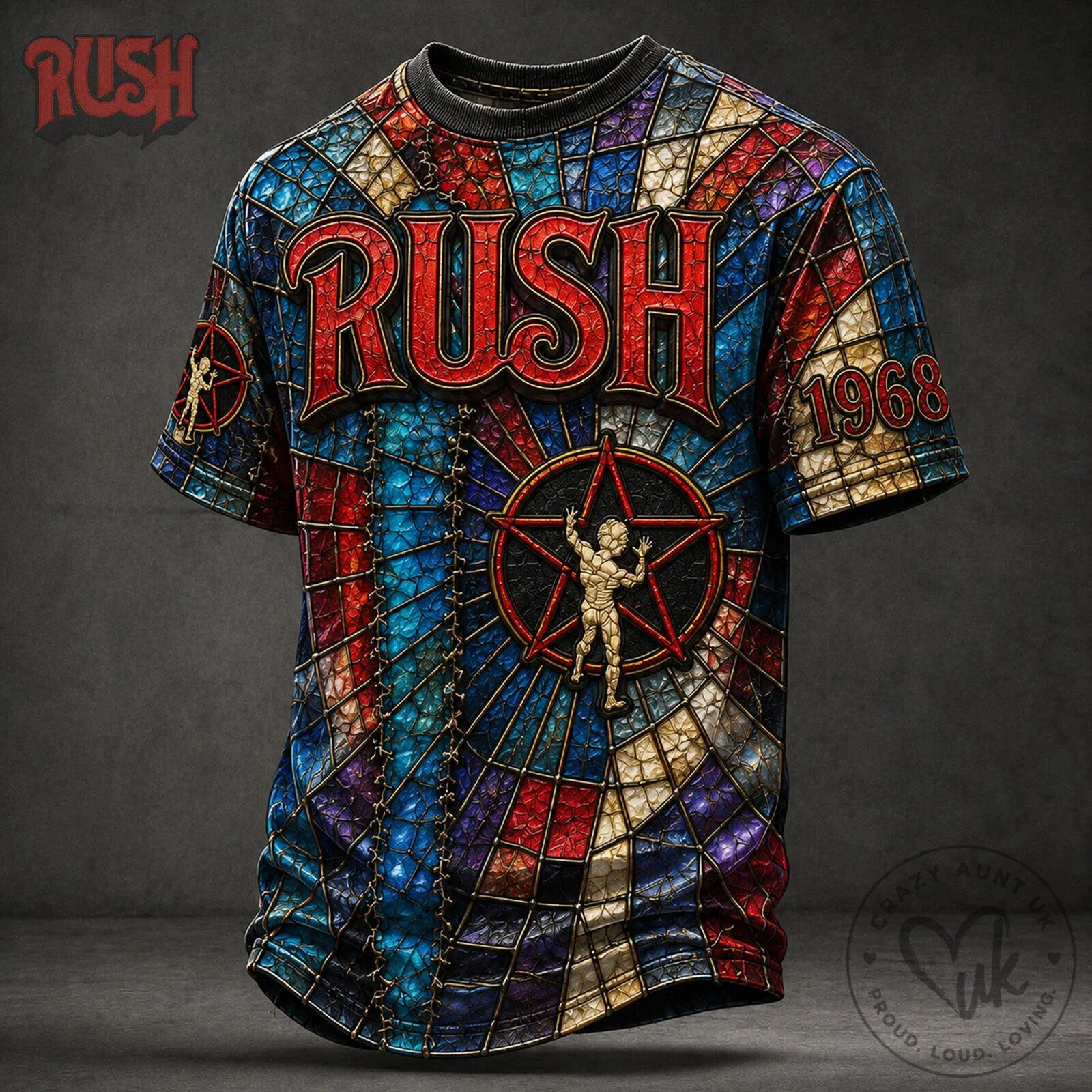 Rush Band Stained Glass Starman Logo 1968 Rock Music T-Shirt