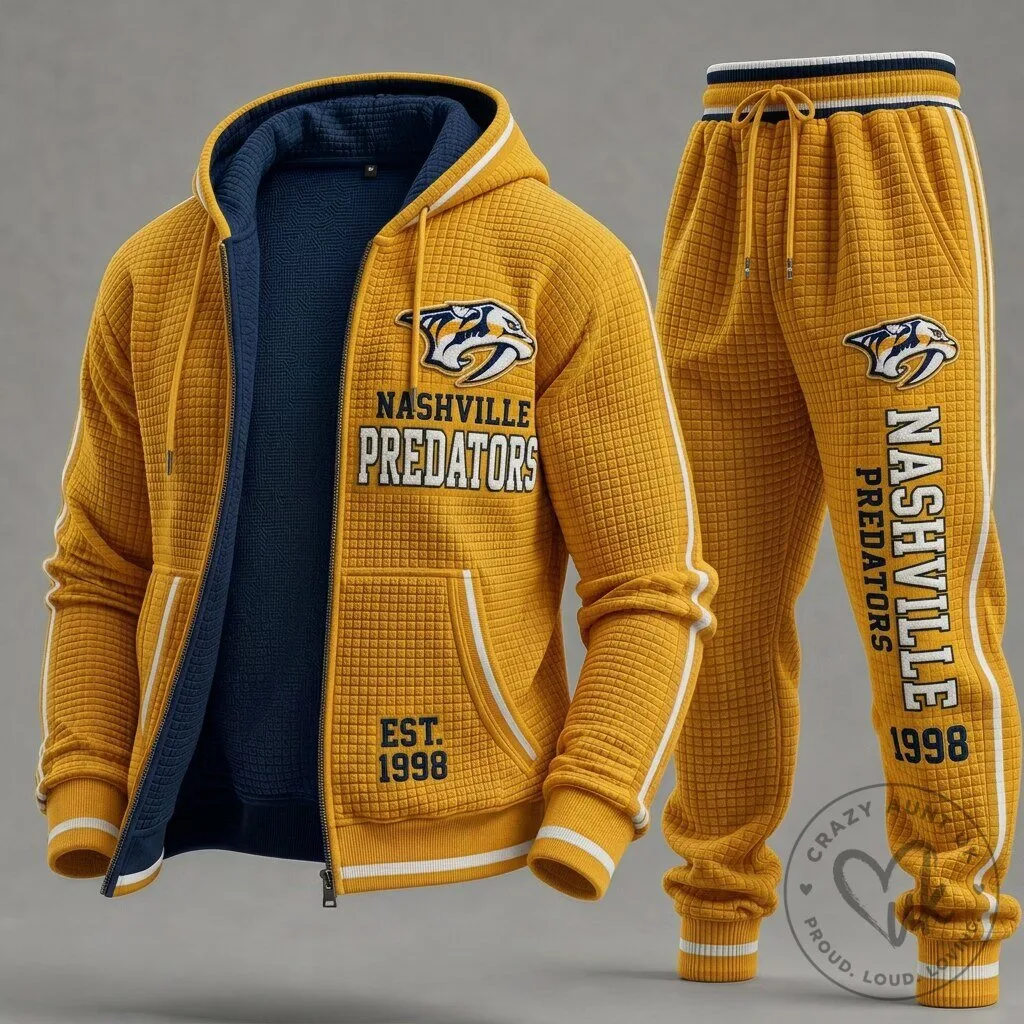 Nashville Predators Established 1998 Waffle Textured Hoodie and Sweatpants Set