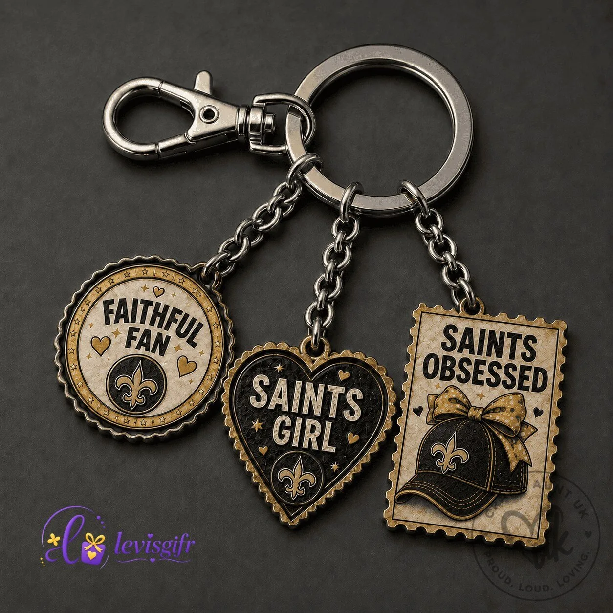 New Orleans Saints NFL Football Team Logo Faithful Fan Keychain