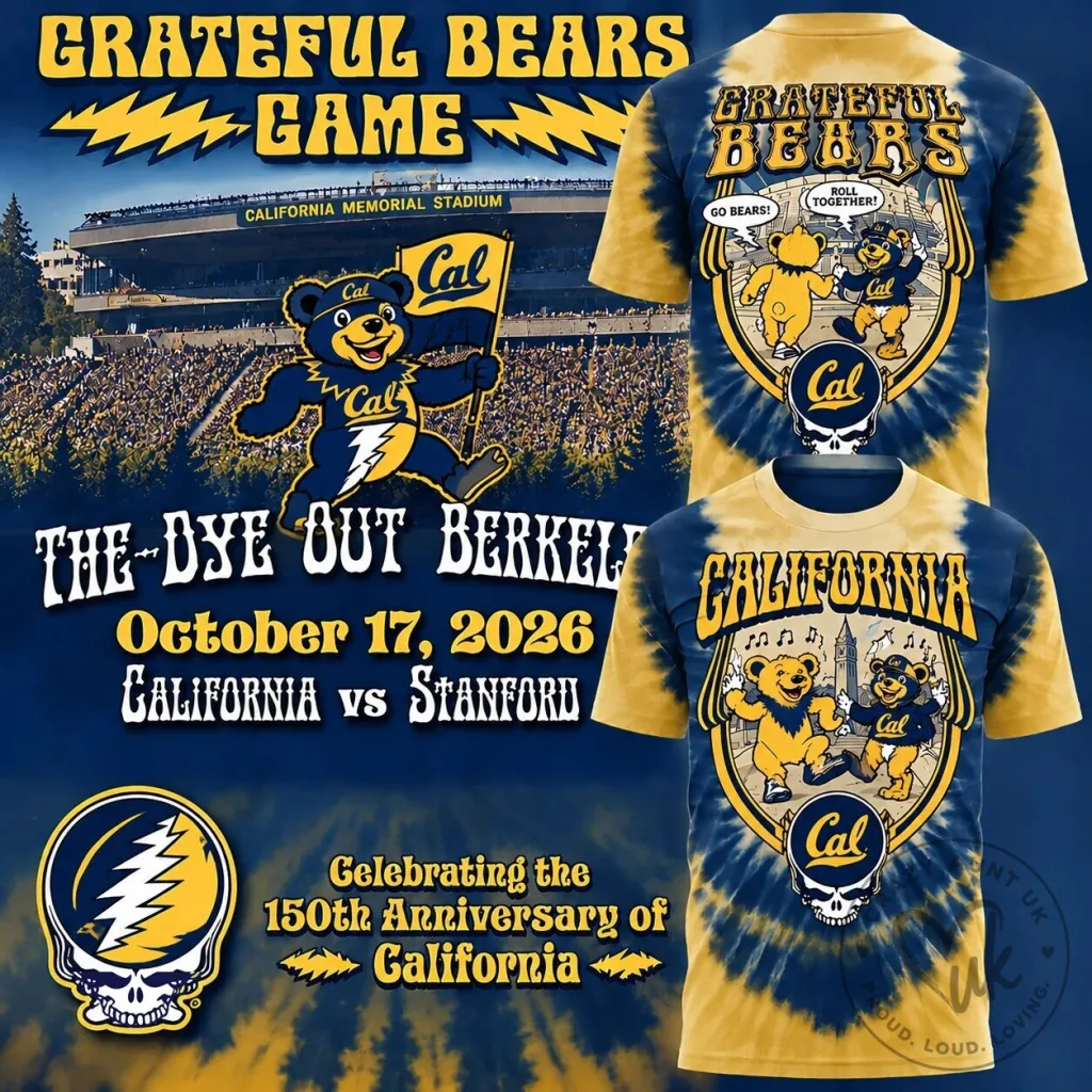 Grateful Bears California Golden Bears Tie-Dye Game Day T-Shirt Grateful Bears California Golden Bears Tie-Dye Game Day T-Shirt