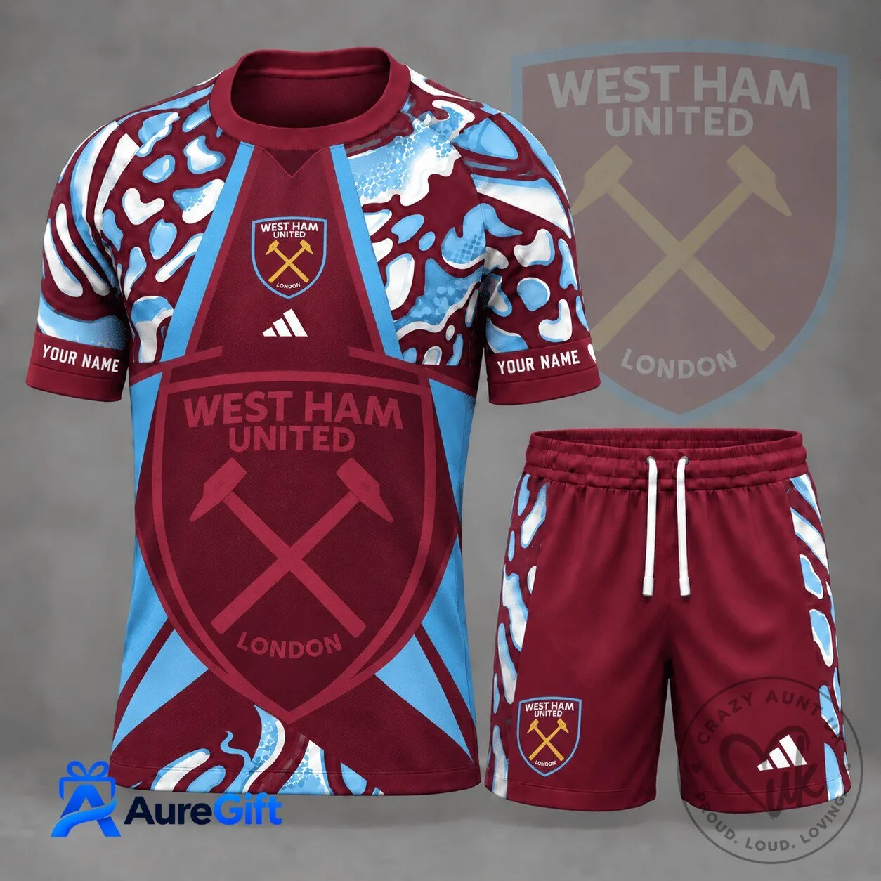 West Ham United Football Club Personalized Home Kit Jersey and Shorts Set