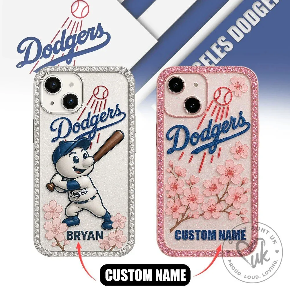 Los Angeles Dodgers Baseball Mascot and Cherry Blossom Custom Phone Case