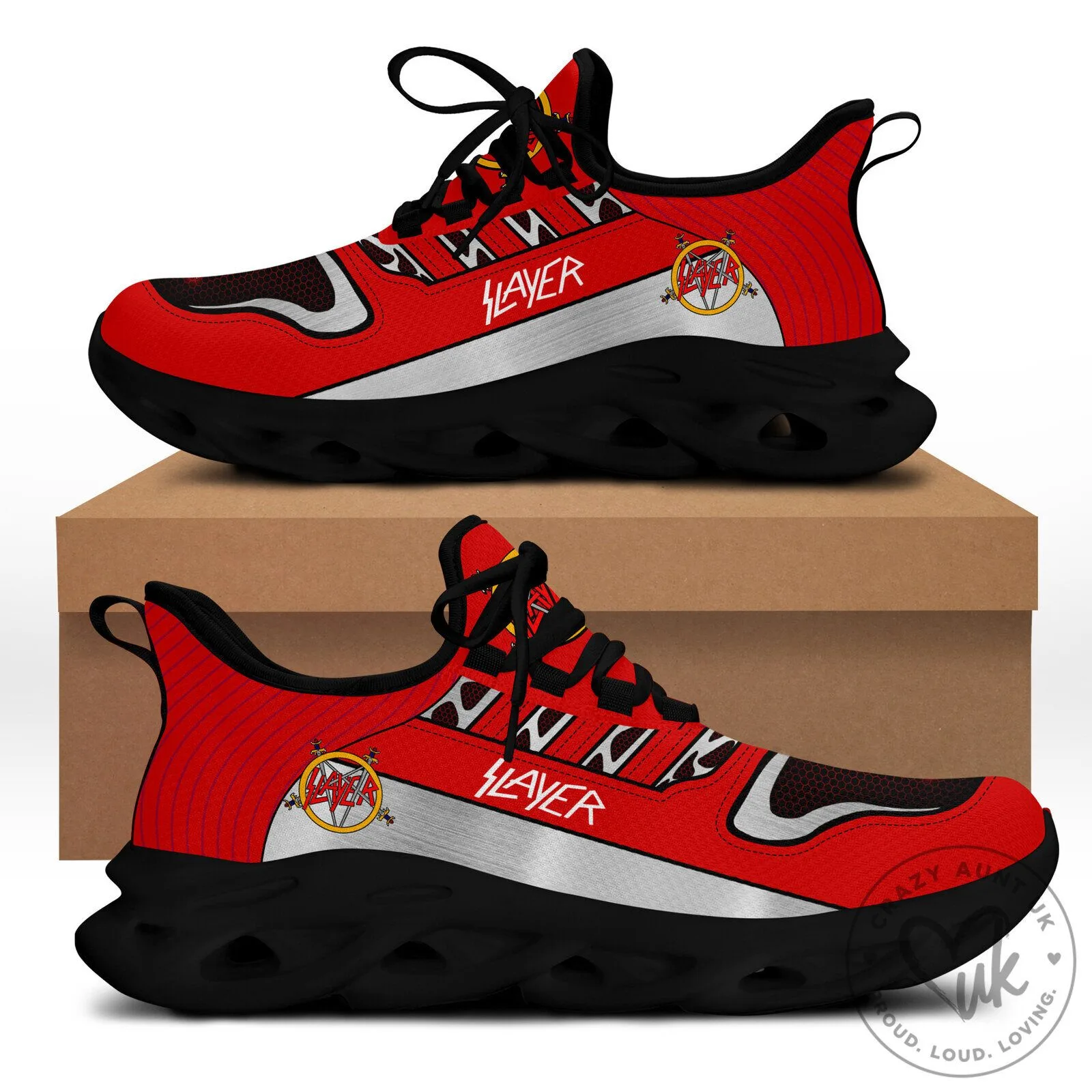 Slayer Band Logo Red Black Running Shoes Athletic Sneakers