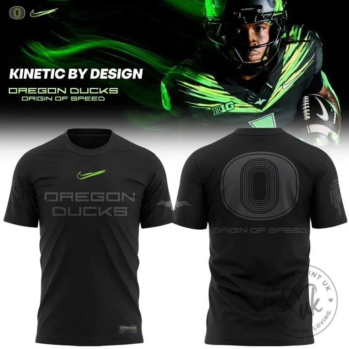 Black T-Shirt by Kinetic Design Featuring Oregon Ducks Football Origin of Speed