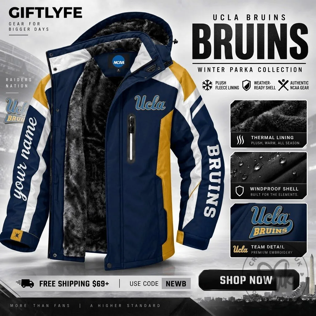 UCLA Bruins NCAA Winter Parka Jacket with Plush Fleece Lining and Weather-Ready Shell