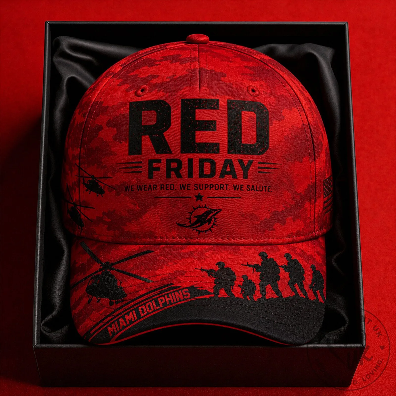Red Friday Miami Dolphins Military Support Camouflage Baseball Cap Hat