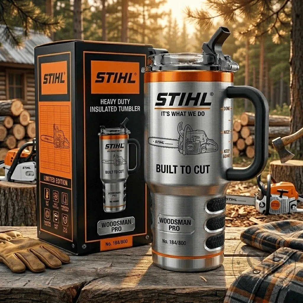 Stihl Woodsman Pro Insulated Tumbler with Handle and Straw