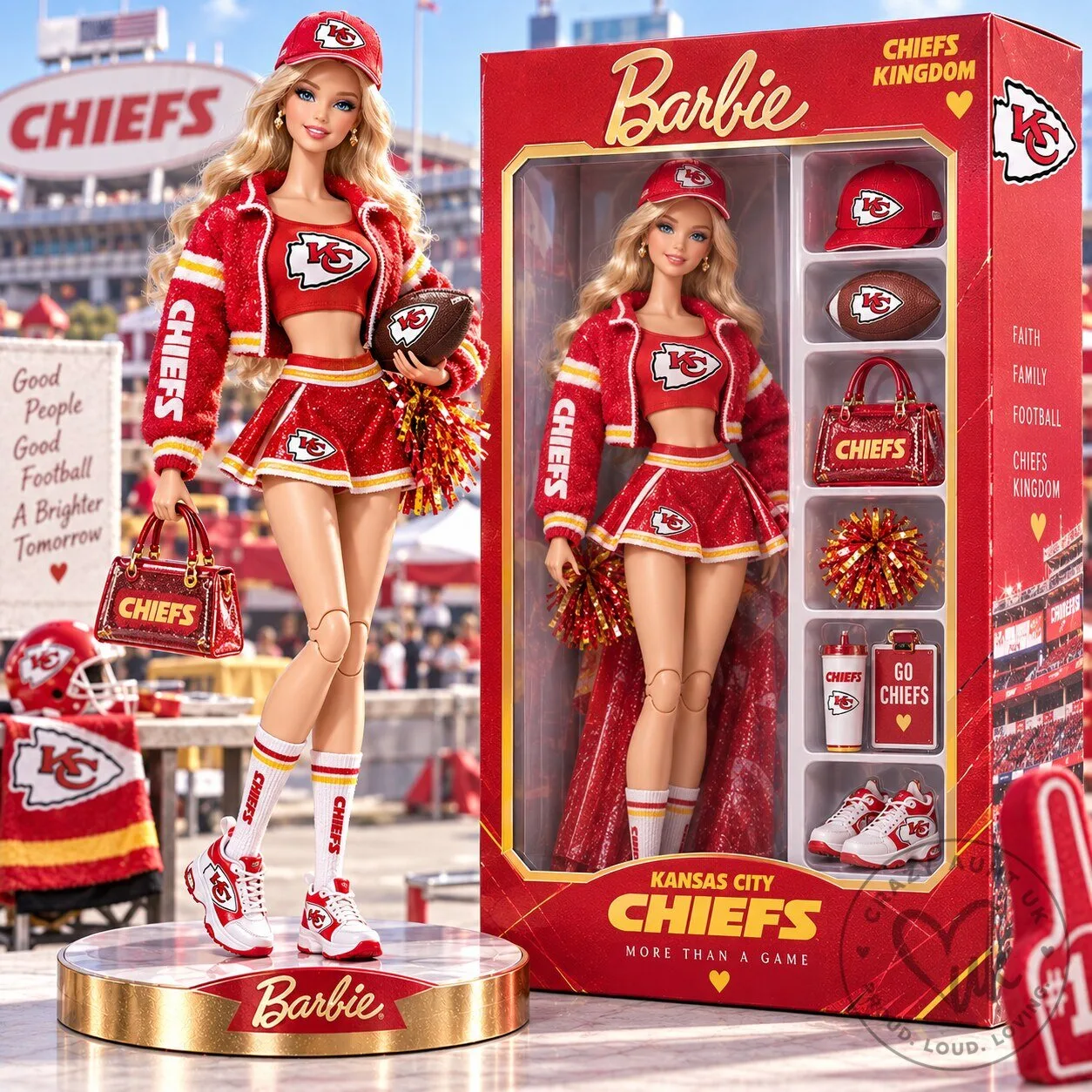 Barbie Kansas City Chiefs Football Commemorative Collectible Doll Figure