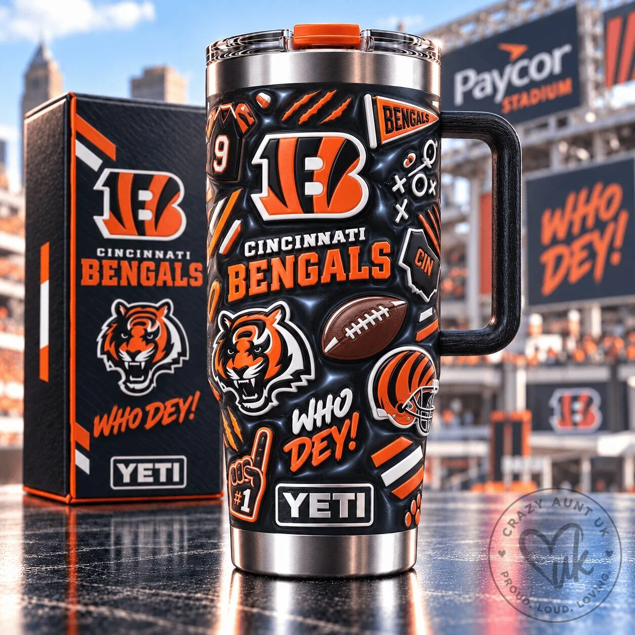 Cincinnati Bengals NFL Football Team 40oz Stainless Steel Insulated Tumbler