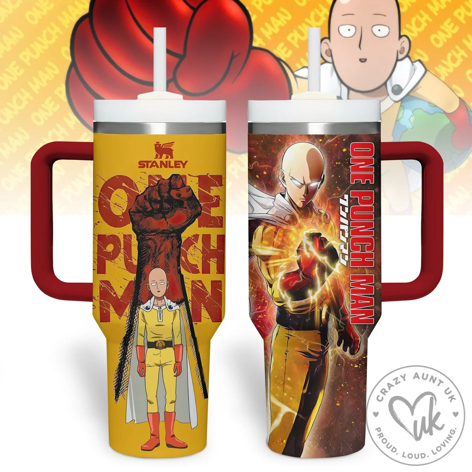 One Punch Man Saitama Anime Stainless Steel Insulated Tumbler with Handle