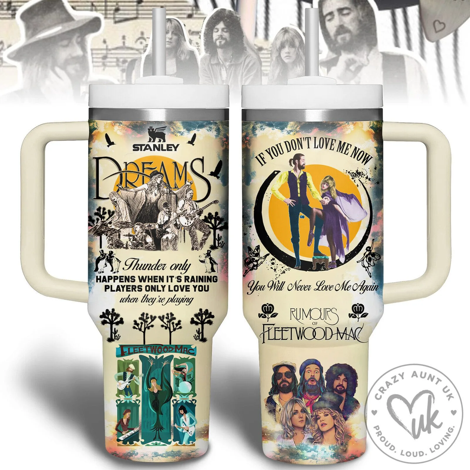 Fleetwood Mac Dreams Rumours Album Art Stainless Steel Tumbler with Handle