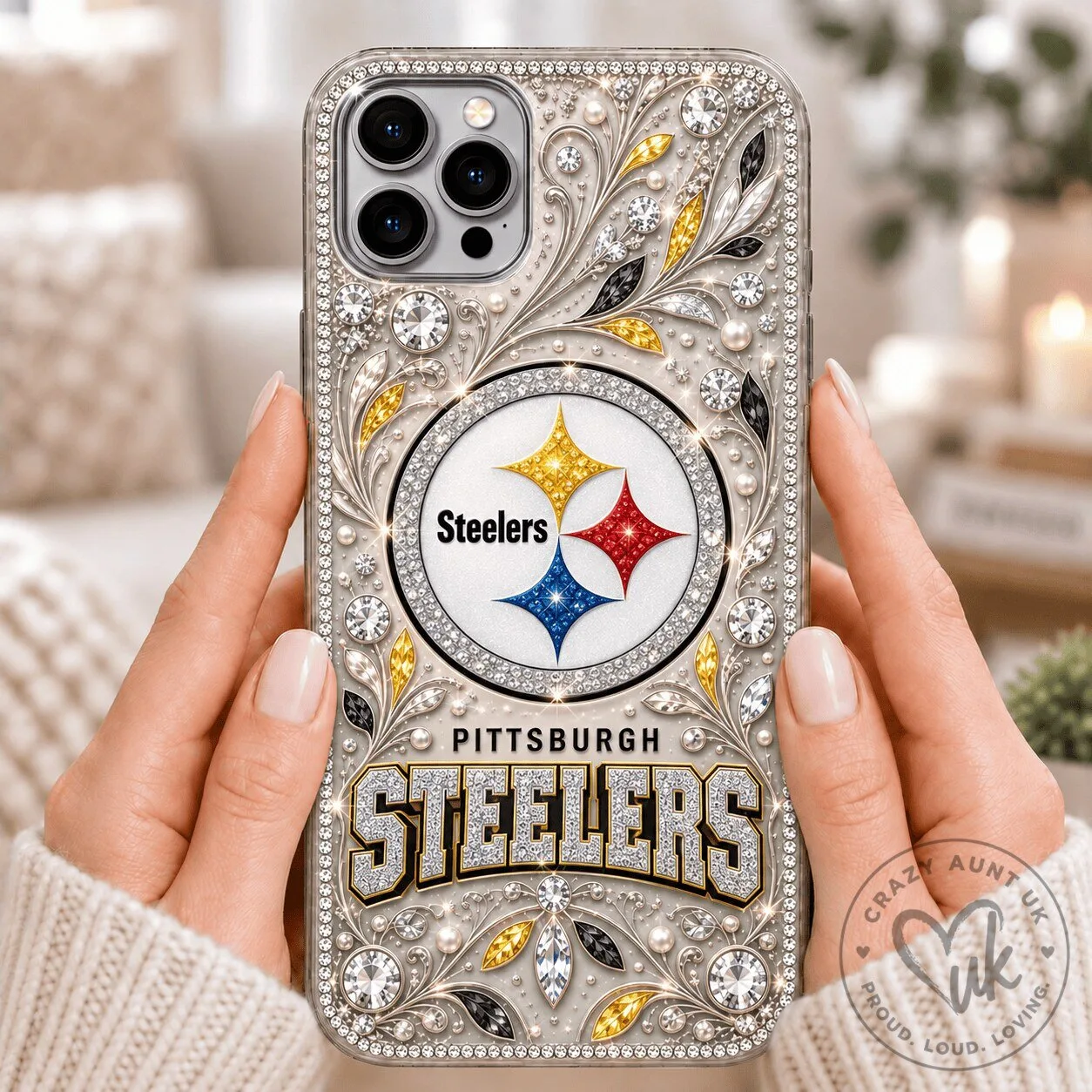 Pittsburgh Steelers NFL Football Team Rhinestone Embellished Phone Case