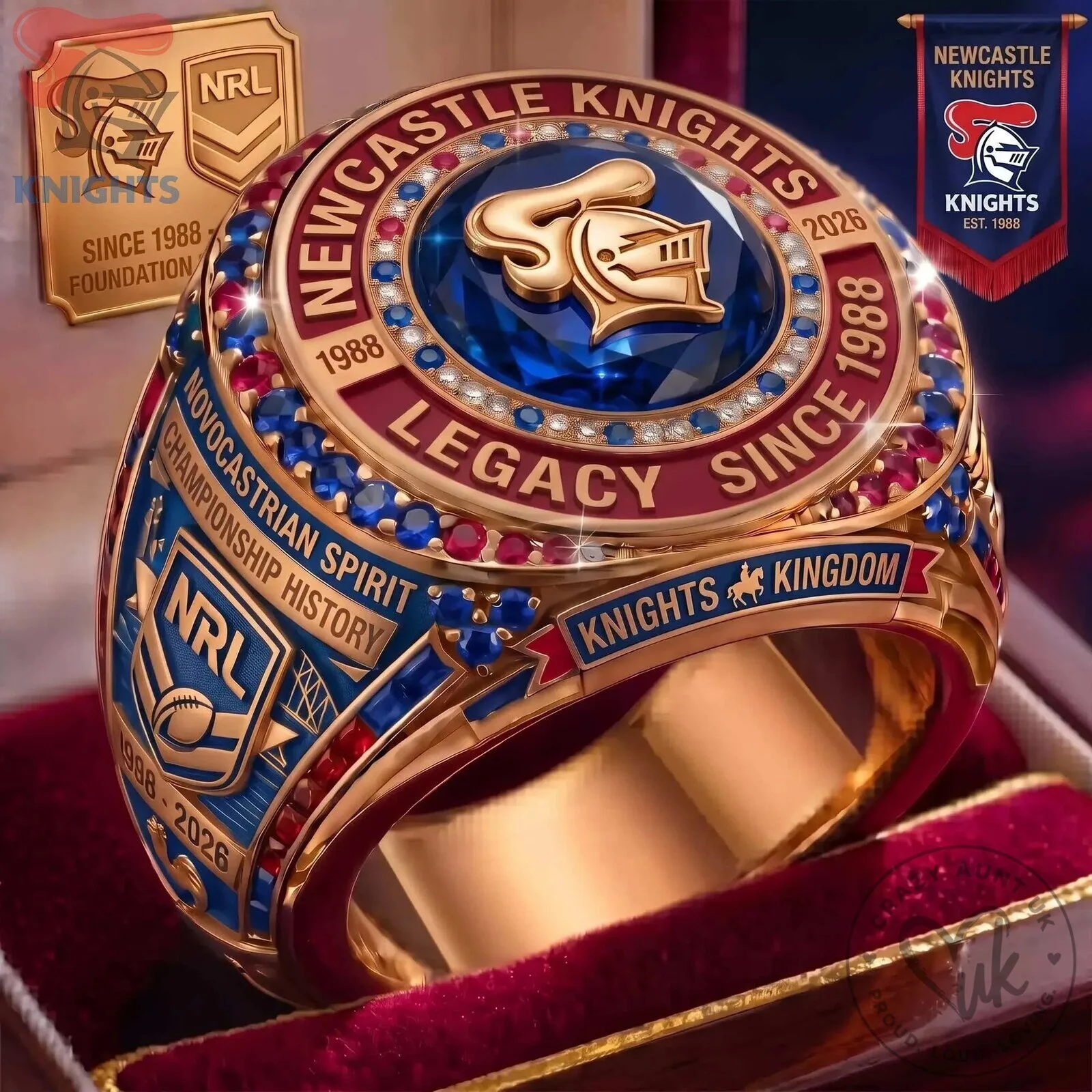 Newcastle Knights National Rugby League Championship History Ring