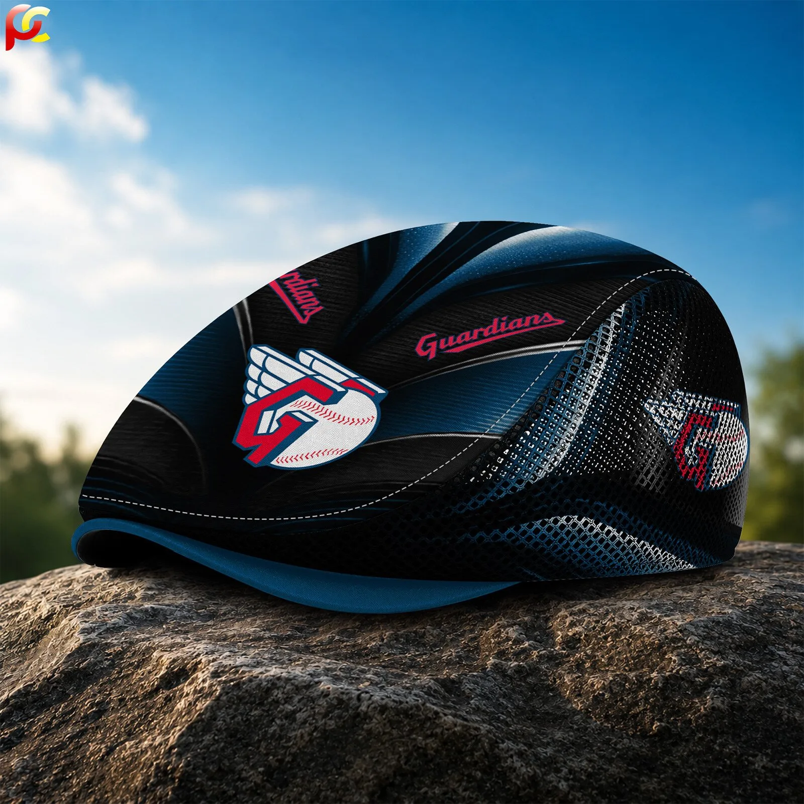 Cleveland Guardians MLB Mesh Flat Cap Golf Hat 8 Cleveland Guardians MLB Mesh Flat Cap Golf Hat