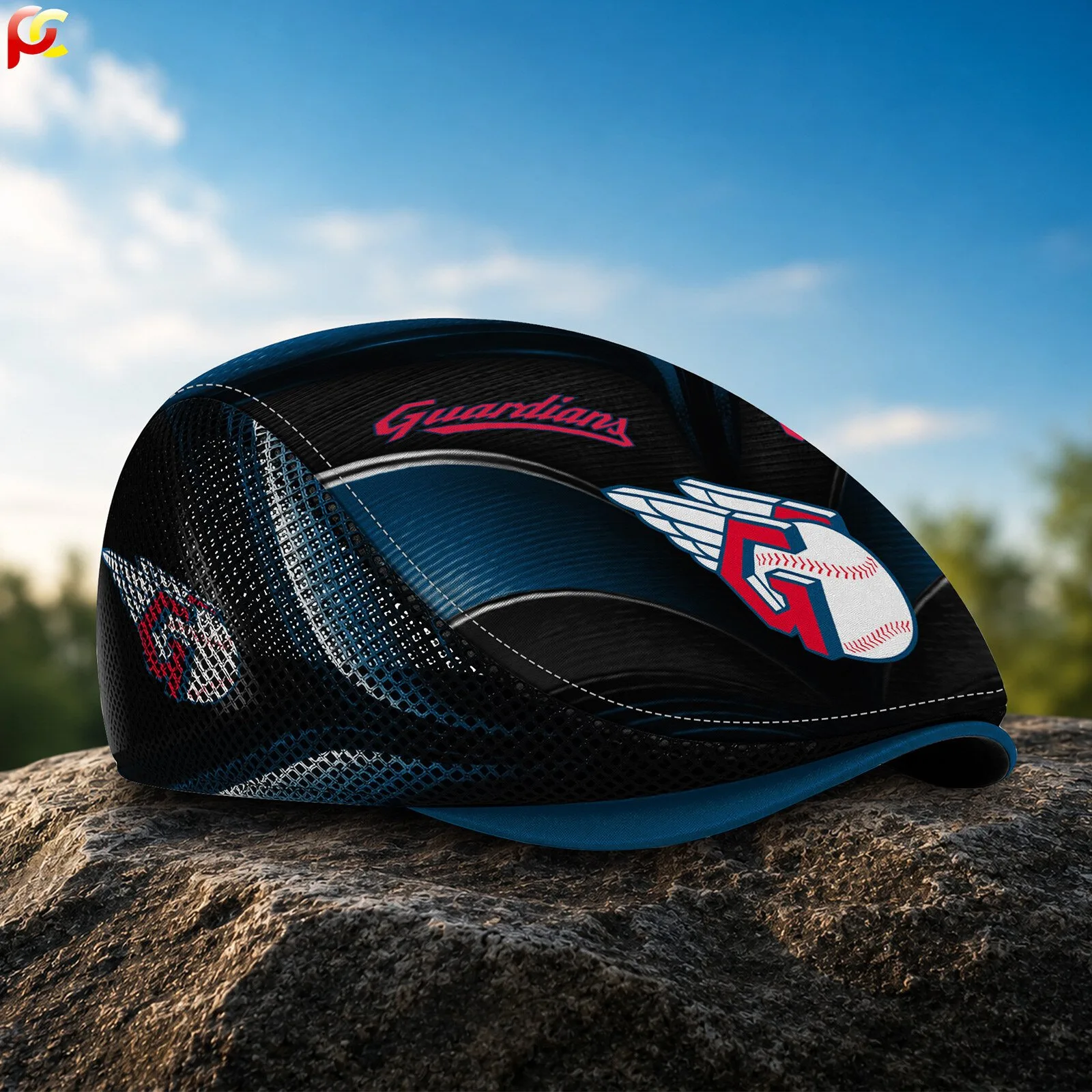 Cleveland Guardians MLB Mesh Flat Cap Golf Hat 9 Cleveland Guardians MLB Mesh Flat Cap Golf Hat