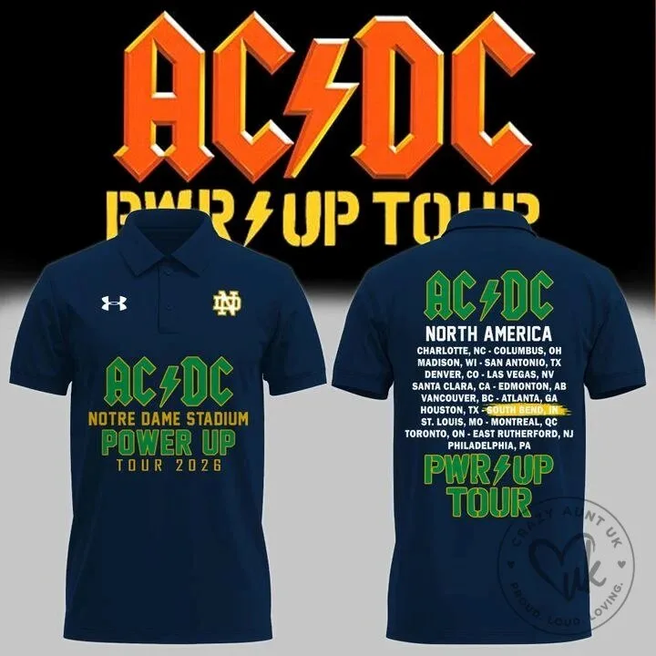 AC/DC Notre Dame Football Power Up Tour 2026 Polo Shirt