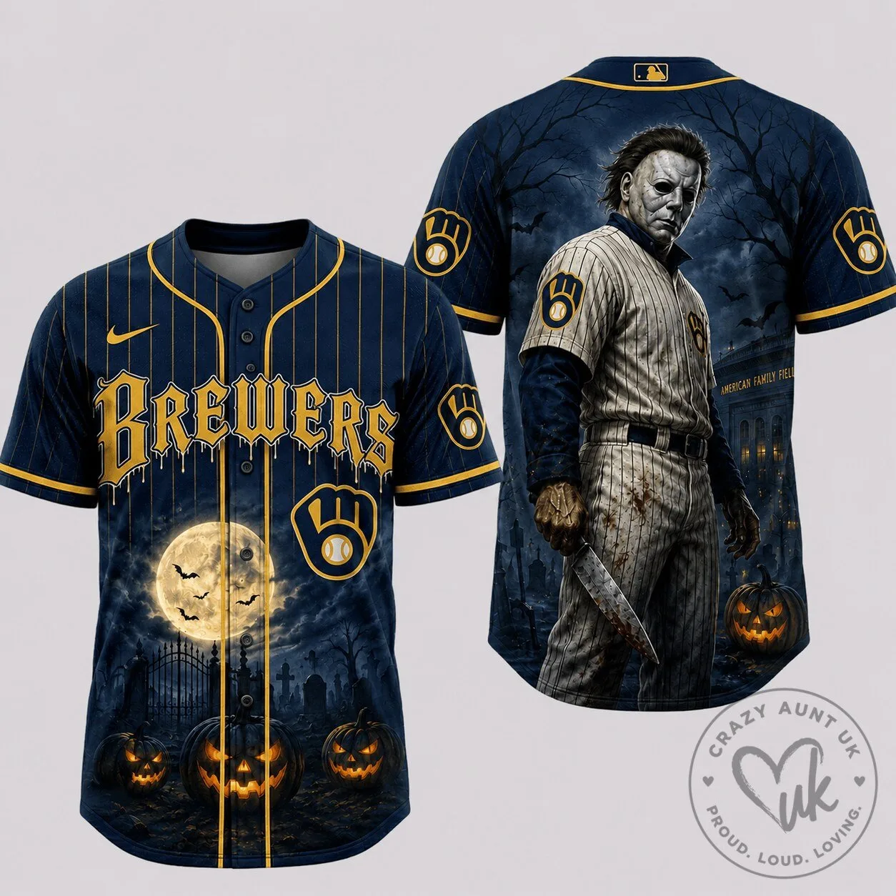 Michael Myers Halloween Jersey for Milwaukee Brewers Baseball Fans 1 Michael Myers Halloween Jersey for Milwaukee Brewers Baseball Fans
