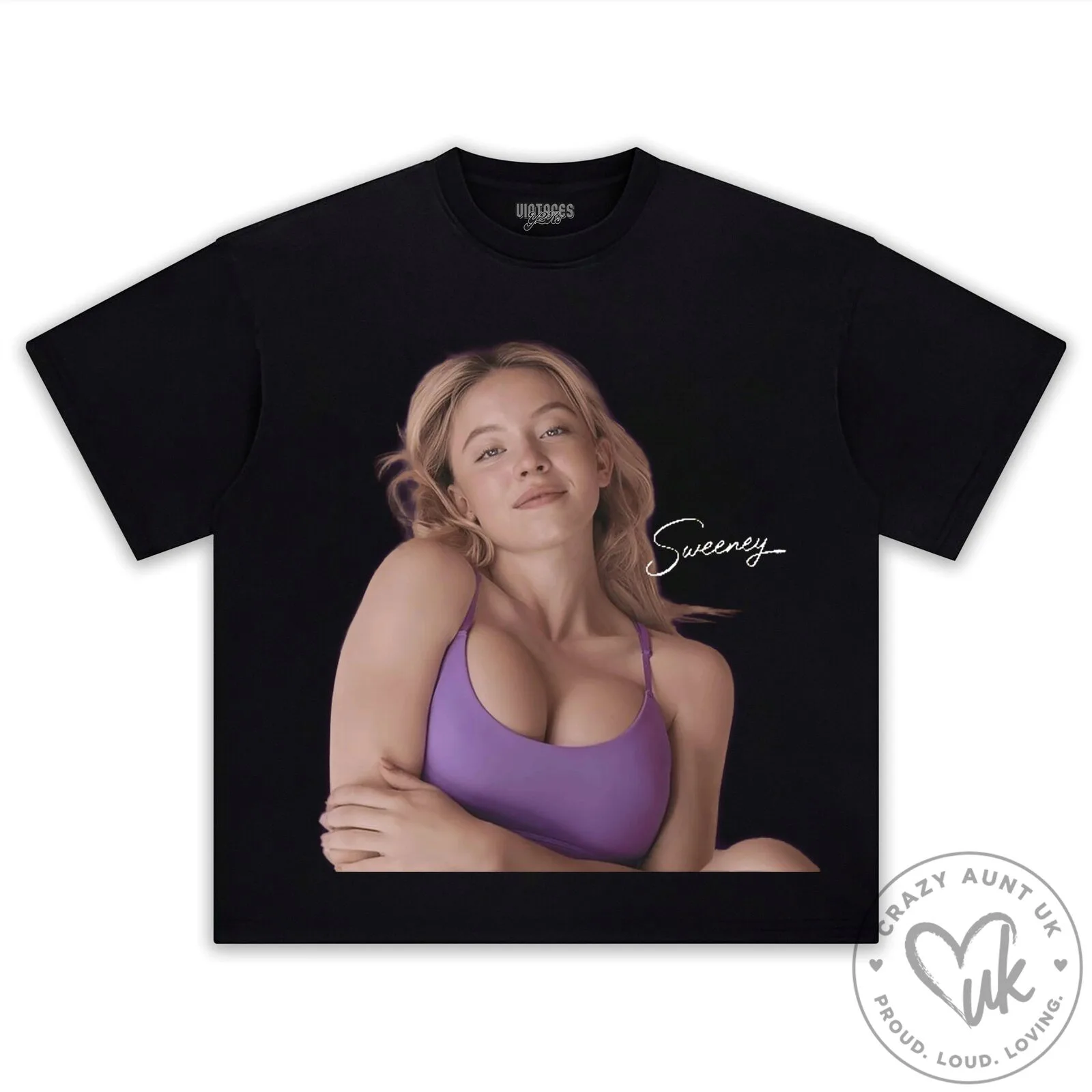 Sydney Sweeney Smiling Portrait Black Adult T-Shirt