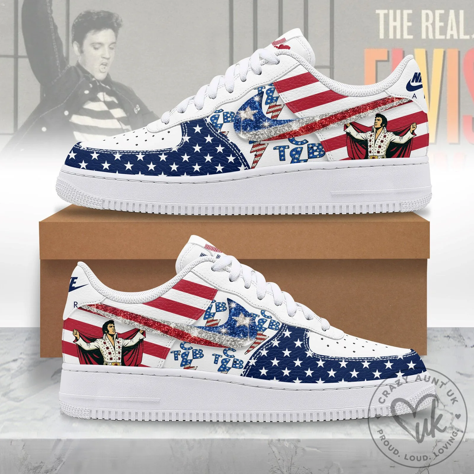 Elvis Presley The King of Rock and Roll American Flag Shoes
