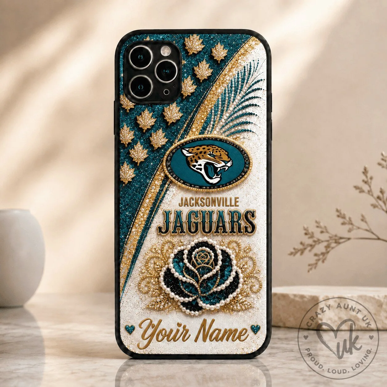 Jacksonville Jaguars Personalized Glitter Design Phone Case