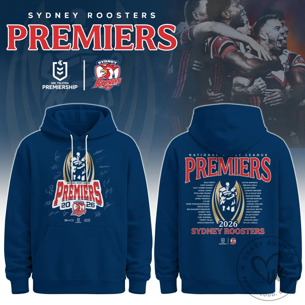 Sydney Roosters 2026 NRL Telstra Premiership Premiers Hoodie