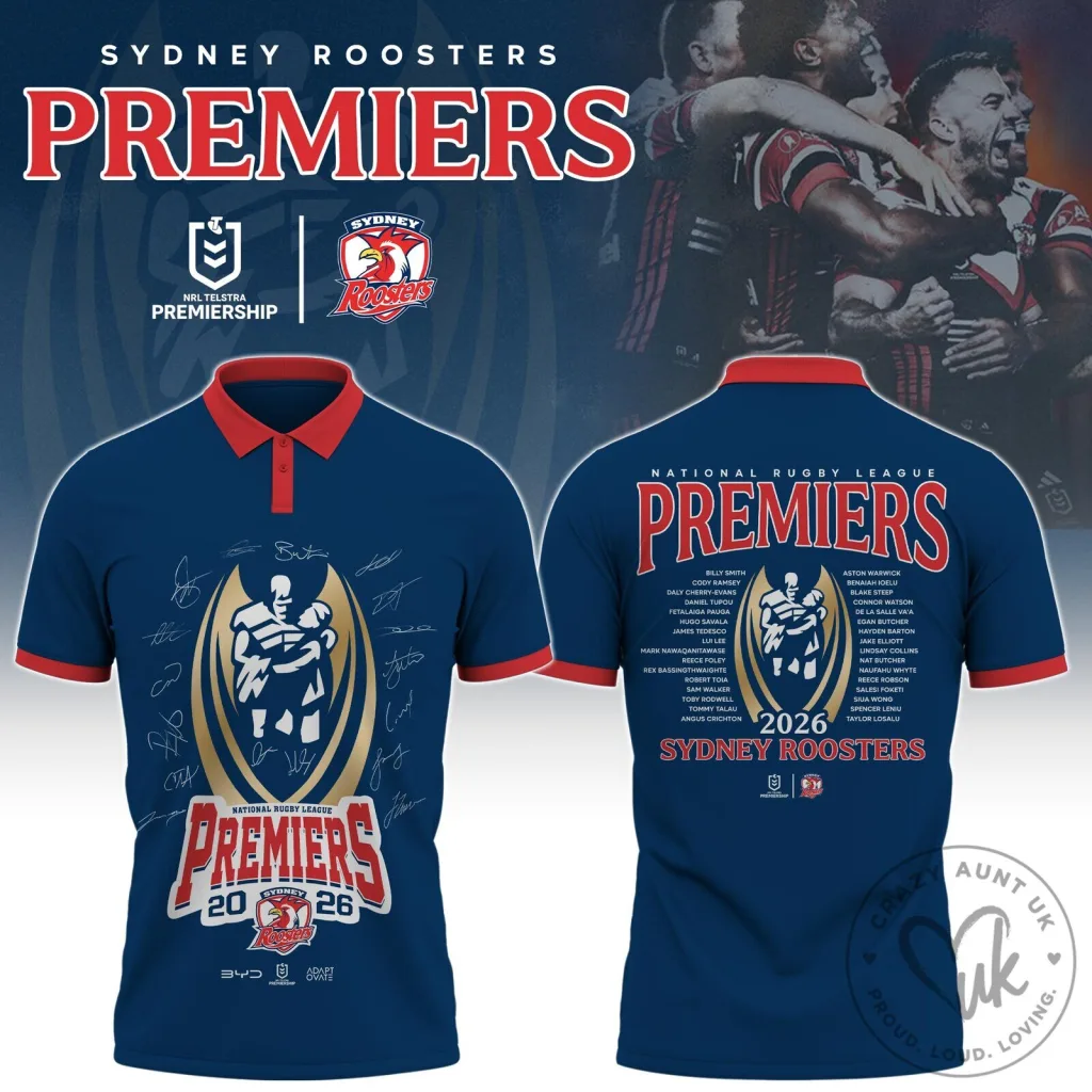 Commemorative Polo Shirt for 2026 National Rugby League Premiers - Sydney Roosters Commemorative Polo Shirt for 2026 National Rugby League Premiers - Sydney Roosters