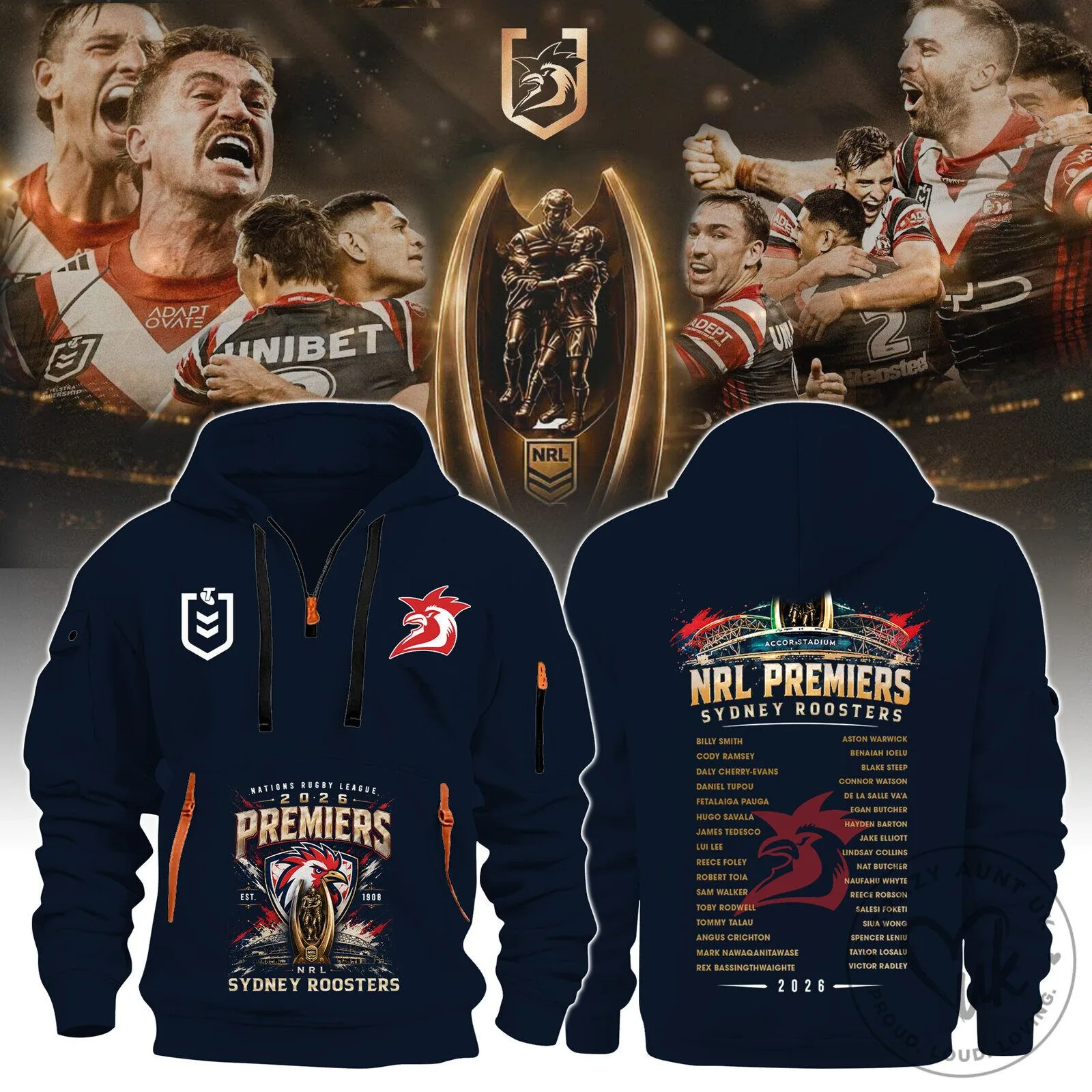 Sydney Roosters National Rugby League Premiers 2026 Commemorative Hoodie