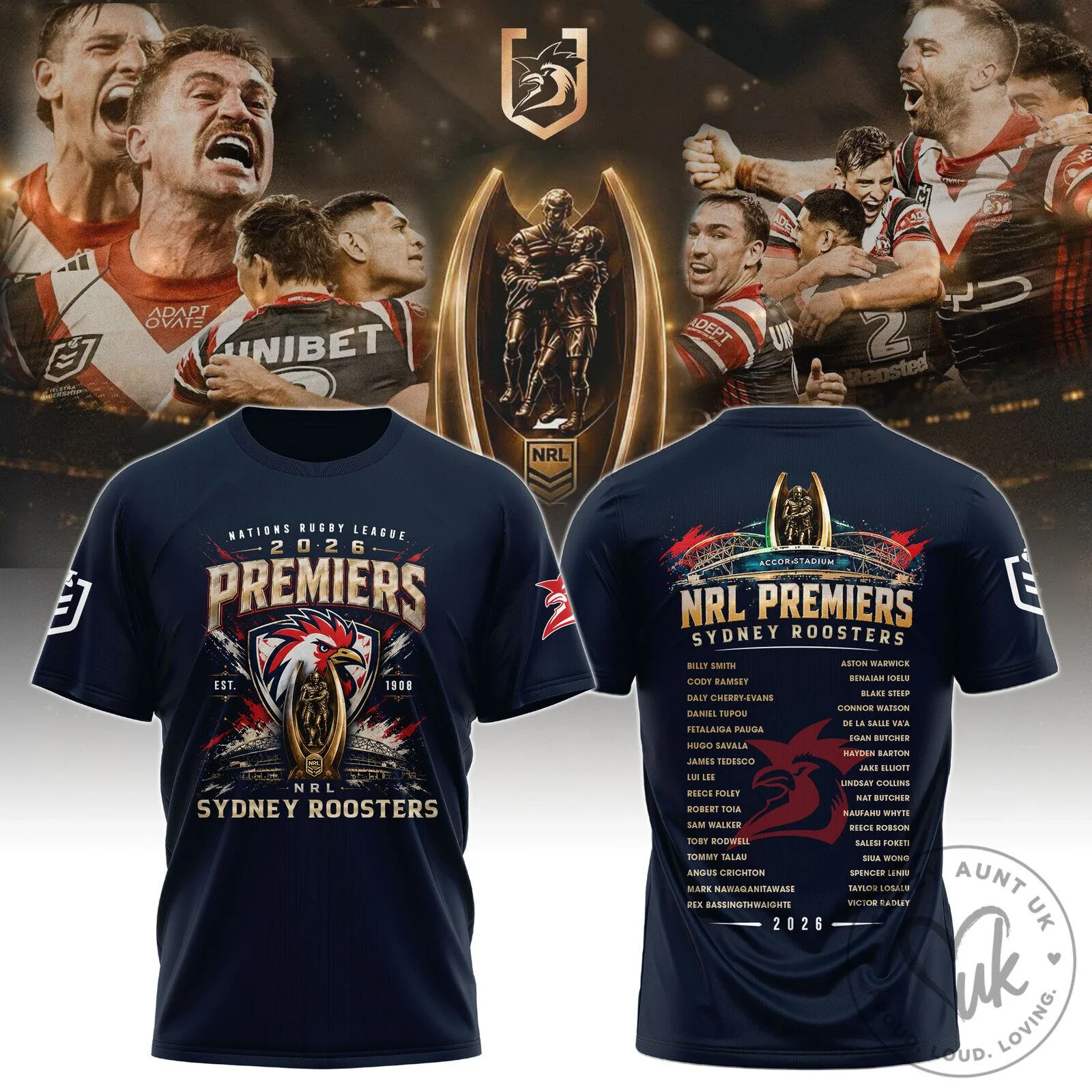 2026 NRL Premiers Jersey for Rugby League by Sydney Roosters