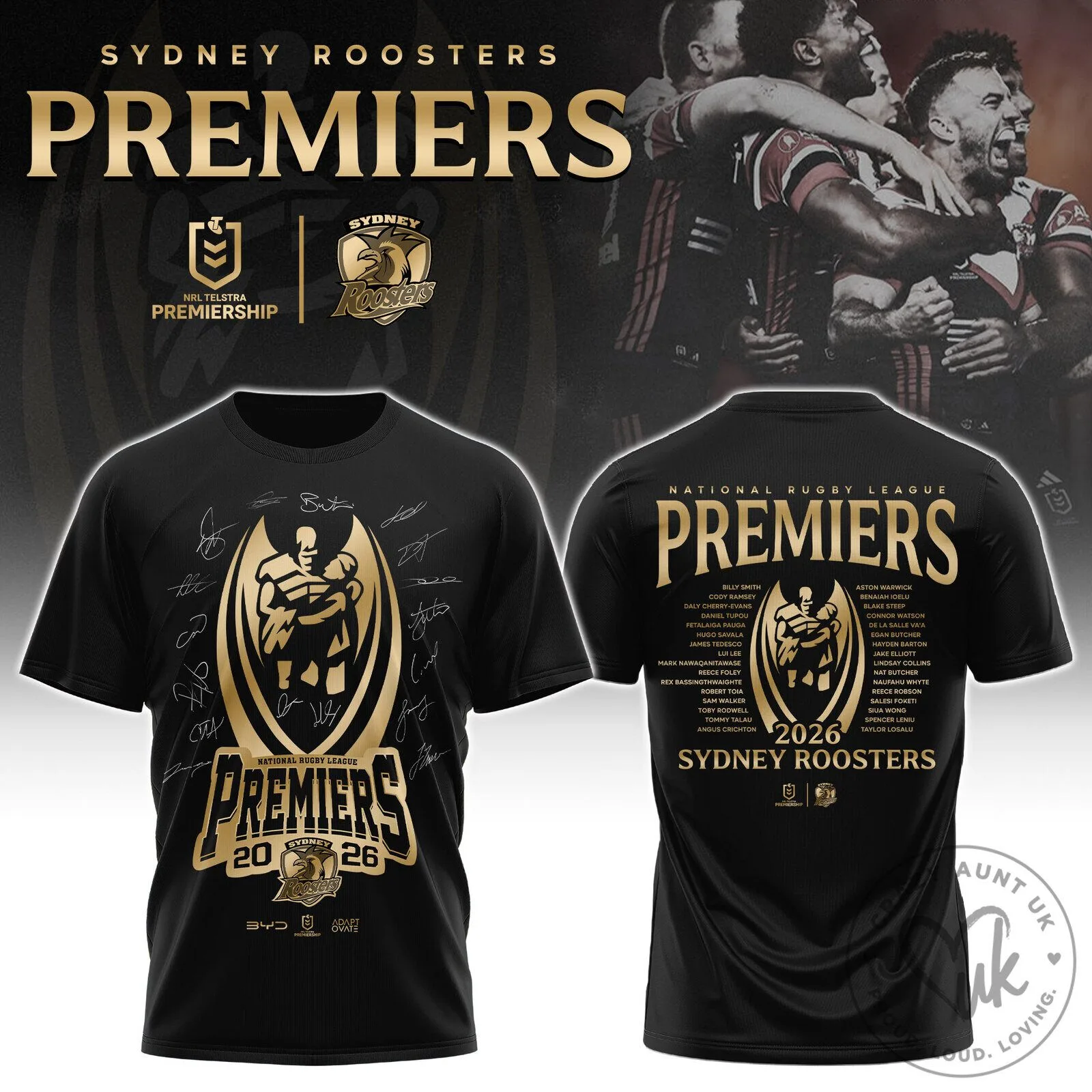 Sydney Roosters 2026 National Rugby League Premiers Black T-Shirt