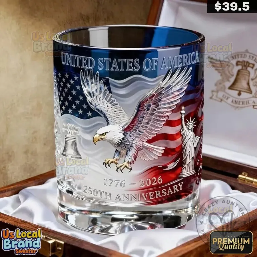 United States of America 250th Anniversary Eagle Whiskey Drinking Glass