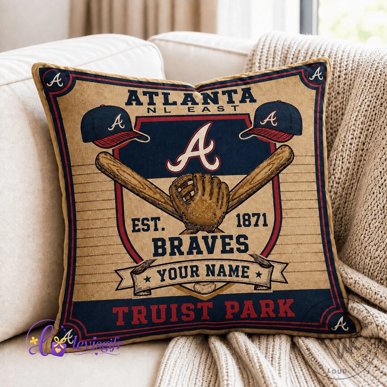 Atlanta Braves Baseball Team Logo Throw Pillow Case 8 Atlanta Braves Baseball Team Logo Throw Pillow Case