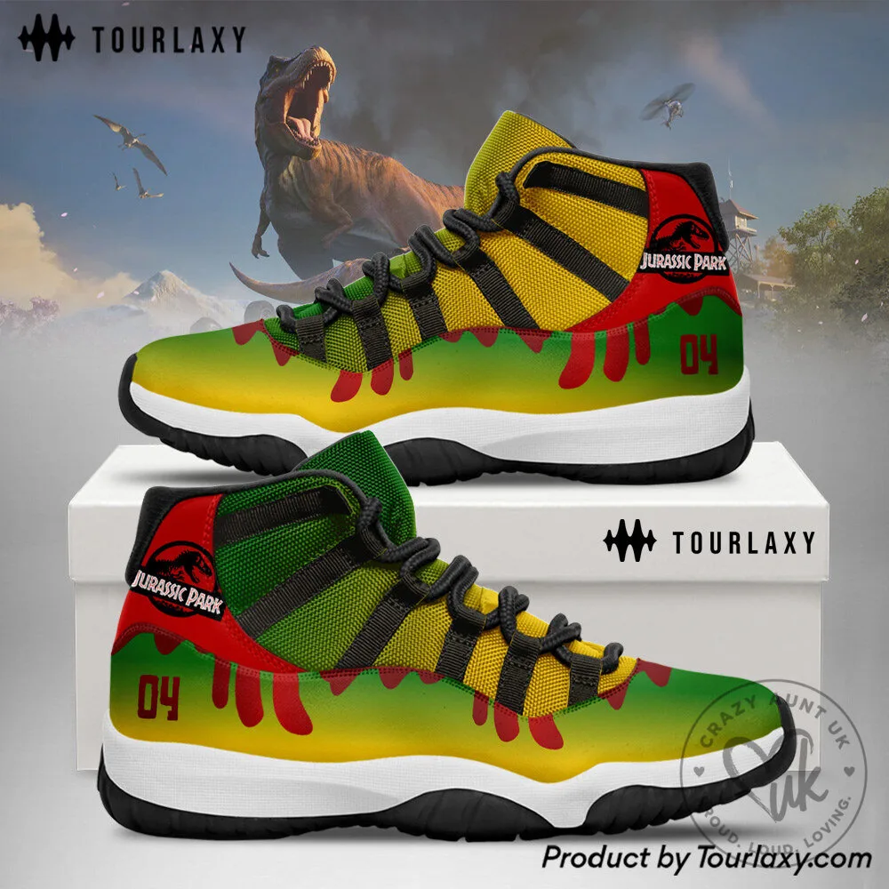 Jurassic Park Movie Logo Green Yellow Red Custom High Top Sneakers