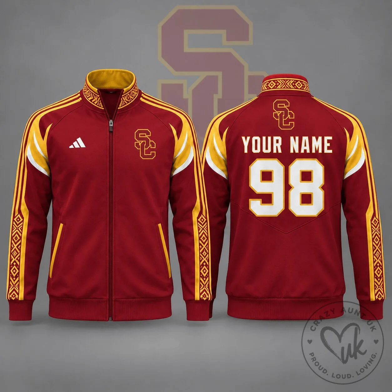 USC Trojans Personalized Full Zip Track Jacket