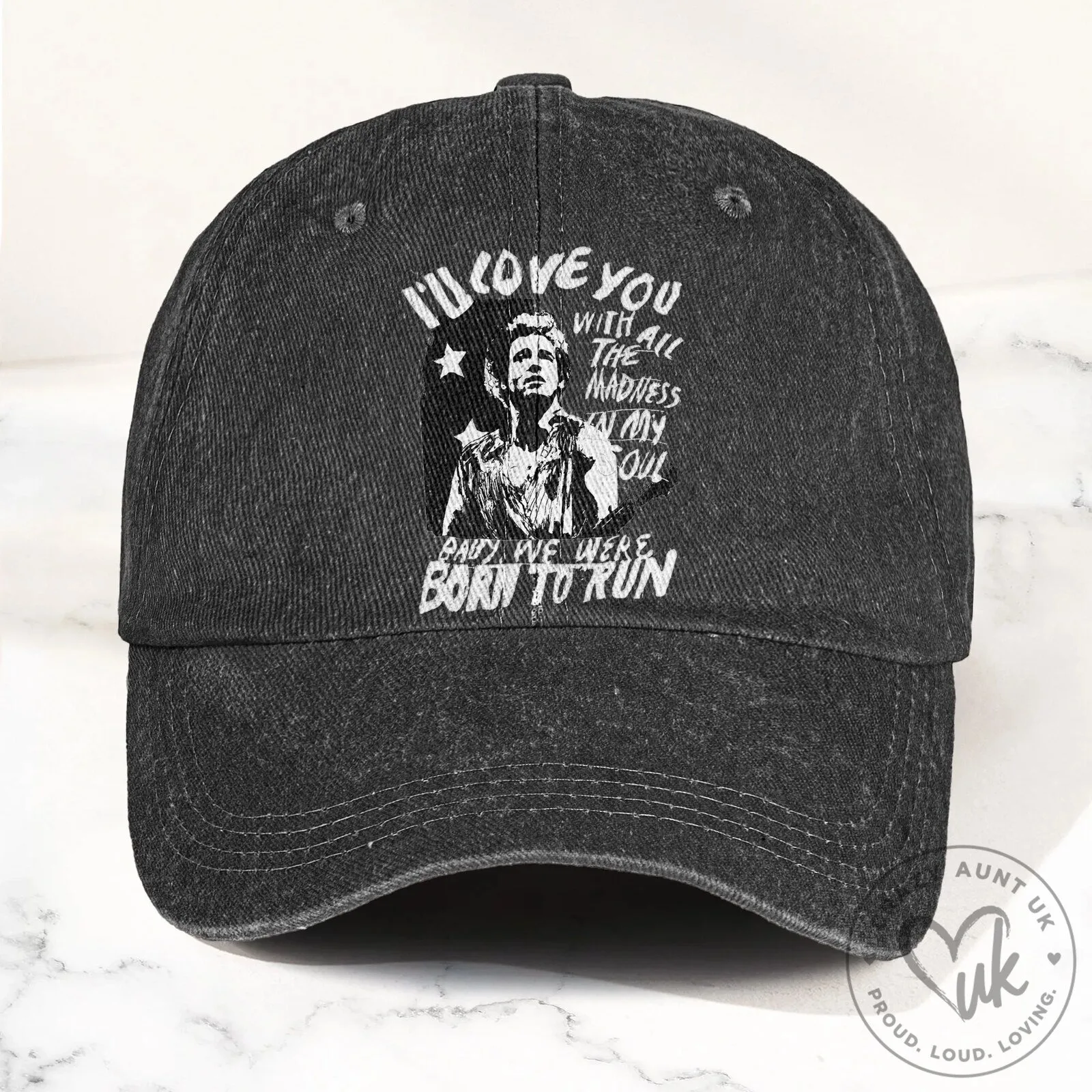 Bruce Springsteen Born to Run Lyrics Embroidered Denim Cap Hat 2 Bruce Springsteen Born to Run Lyrics Embroidered Denim Cap Hat