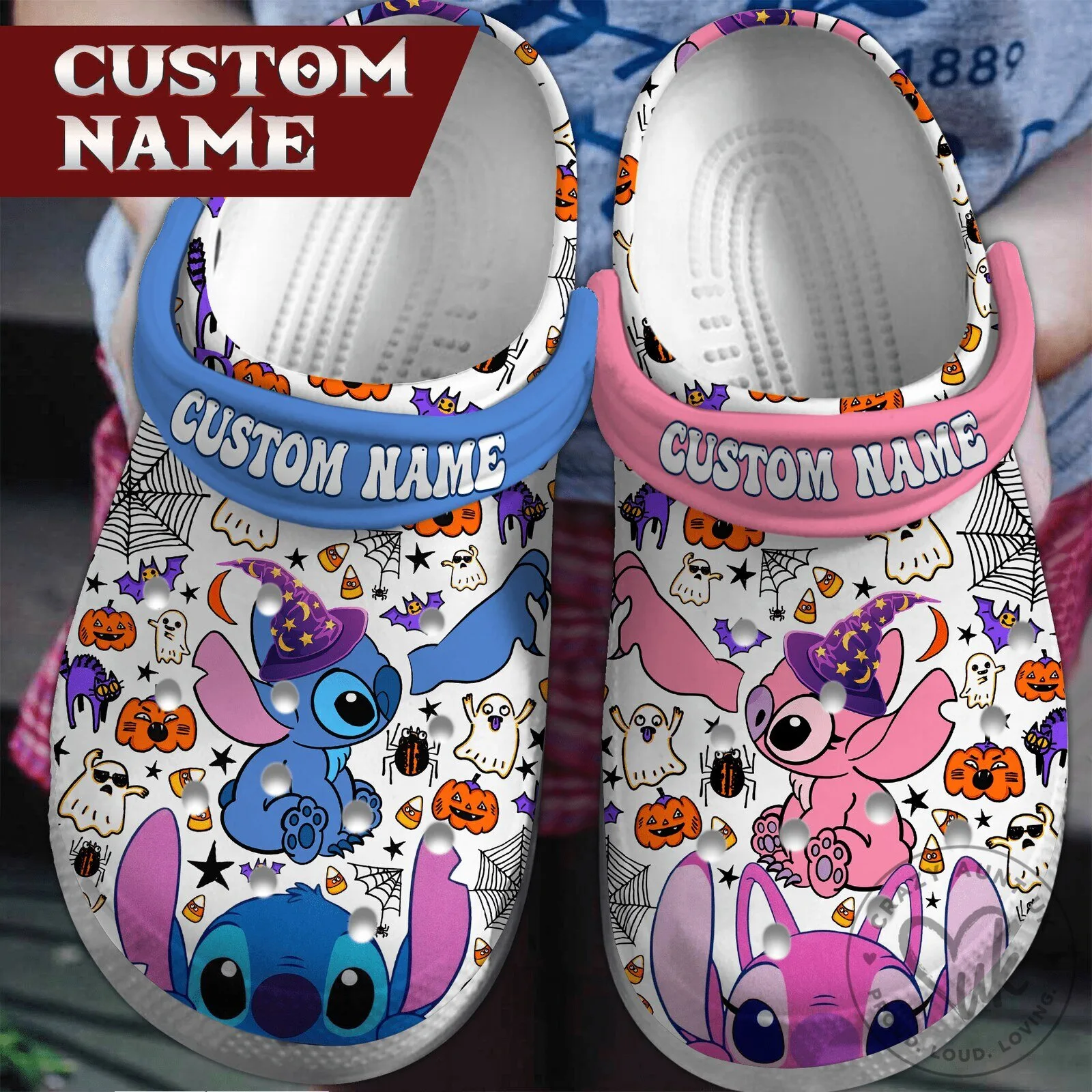 Lilo and Stitch Halloween Custom Name Clogs Crocband Shoes
