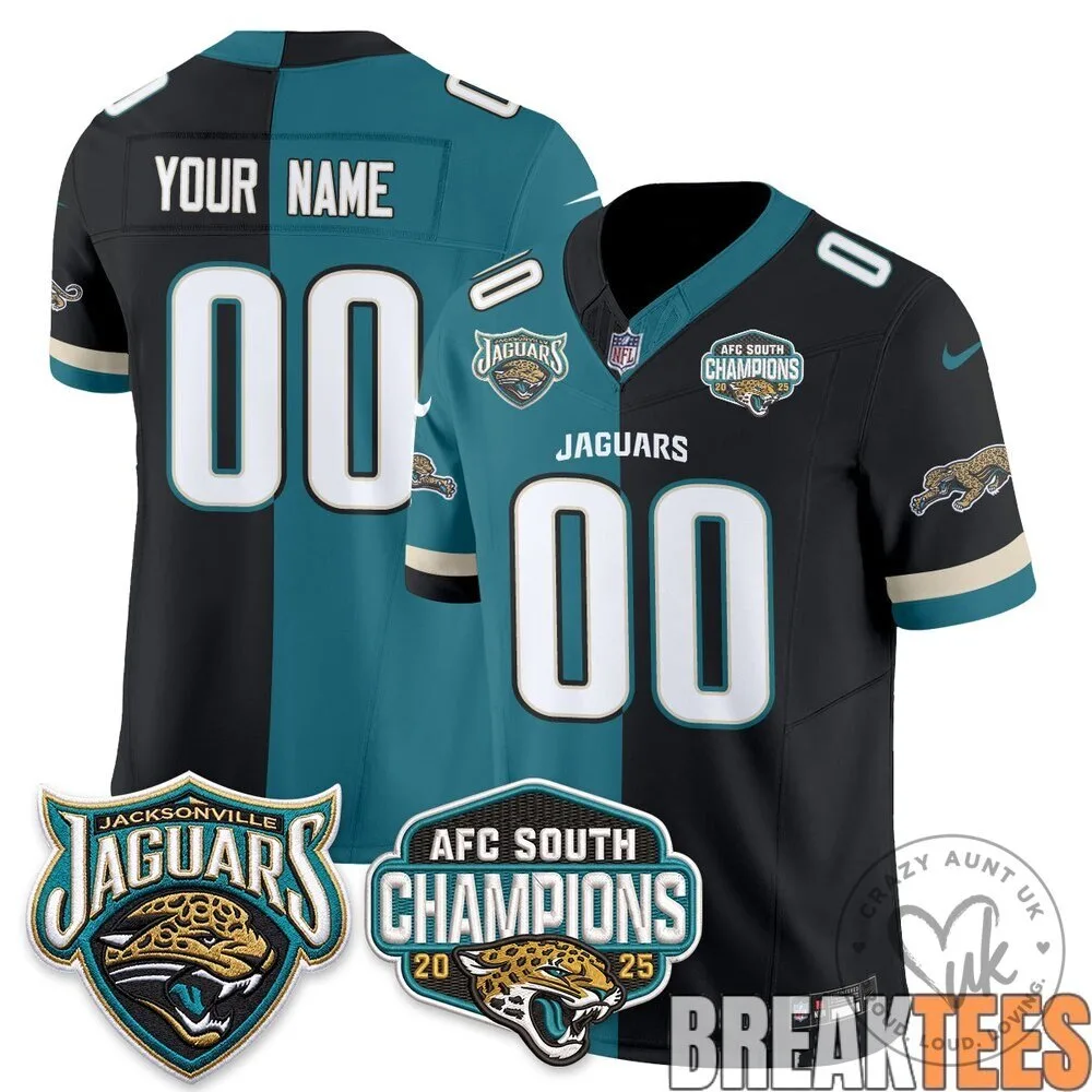 Jacksonville Jaguars AFC South Champions Black and Teal Football Jersey 6 Jacksonville Jaguars AFC South Champions Black and Teal Football Jersey