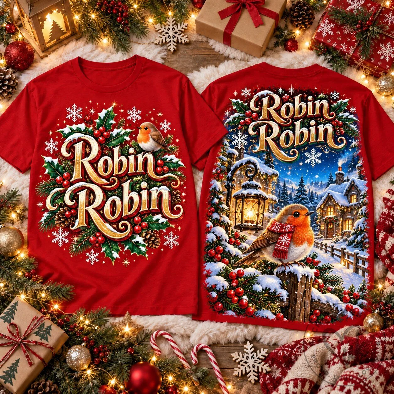 Robin Robin Christmas Adventure Holiday Winter Wonderland T-Shirt 2 Robin Robin Christmas Adventure Holiday Winter Wonderland T-Shirt