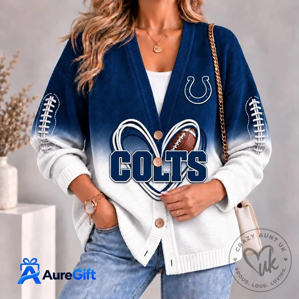 Indianapolis Colts Football Team Heart Logo Women's Cardigan Sweater 2 Indianapolis Colts Football Team Heart Logo Women's Cardigan Sweater