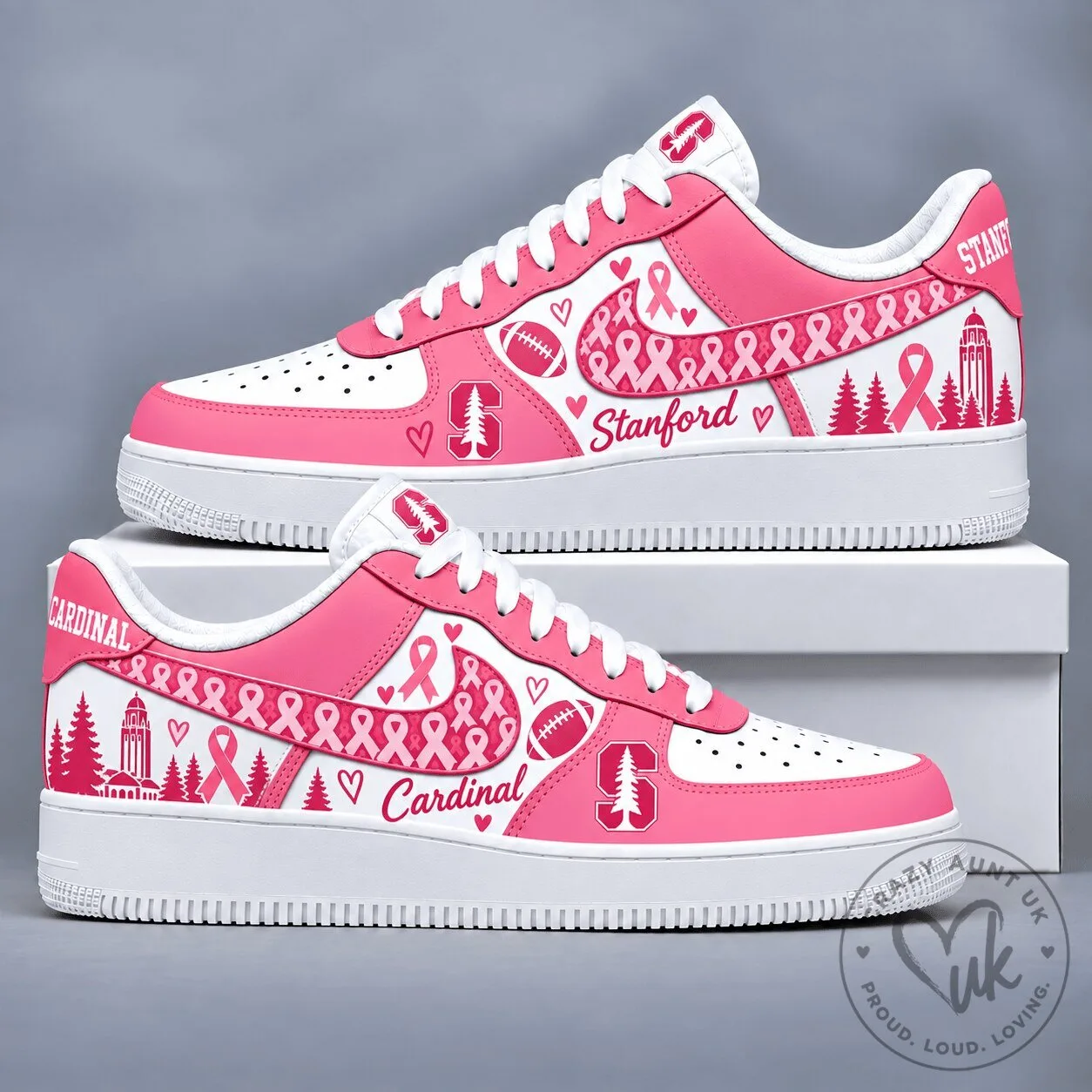 Stanford Cardinal Breast Cancer Awareness Pink Ribbon Sneakers