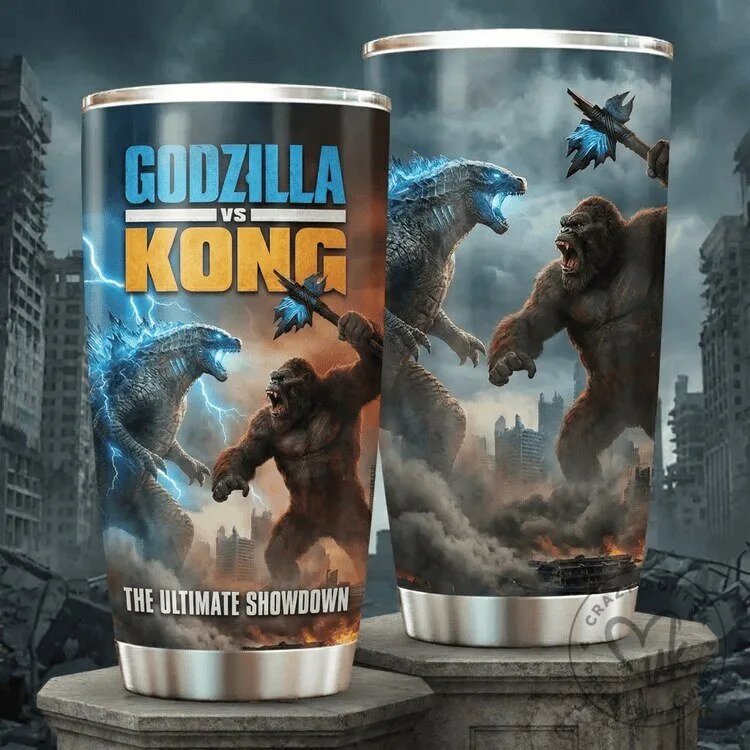 Godzilla Versus Kong The Ultimate Showdown Movie Stainless Steel Tumbler