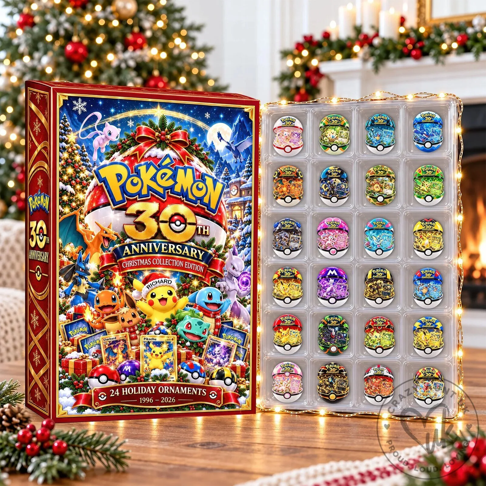 Pokemon 30th Anniversary Christmas Collection Edition 24 Holiday Ornaments Blind Box