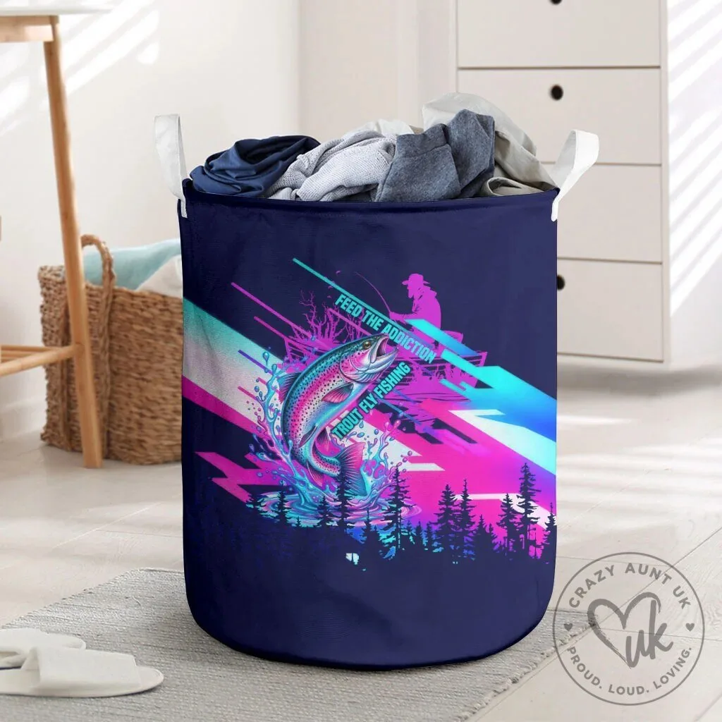 Trout Fly Fishing Born To Cast Fisherman Laundry Basket 6 Trout Fly Fishing Born To Cast Fisherman Laundry Basket