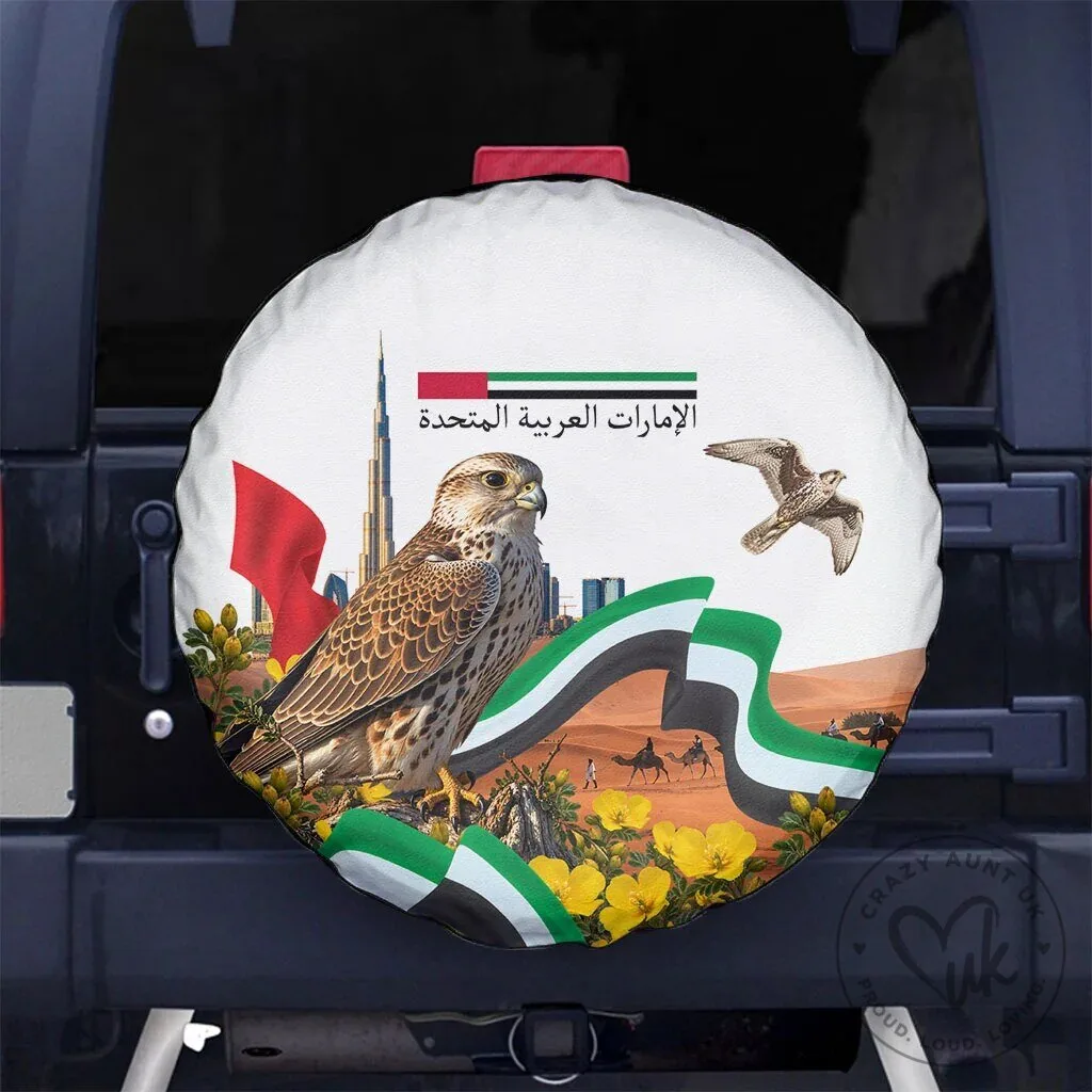United Arab Emirates National Day Falcon And Burj Khalifa Spare Tire Cover