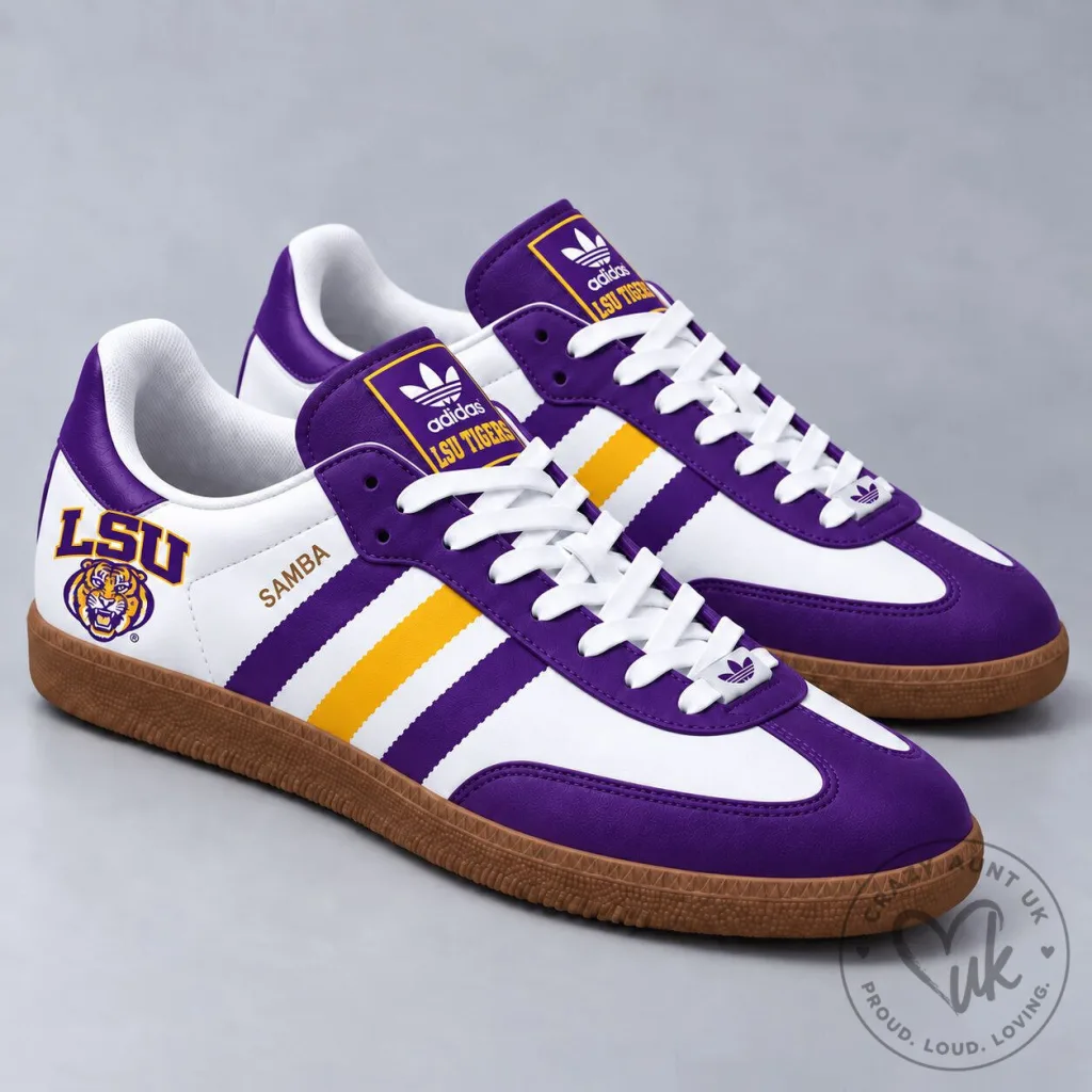 Louisiana State University Tigers Adidas Samba Team Logo Sneakers Shoes Louisiana State University Tigers Adidas Samba Team Logo Sneakers Shoes