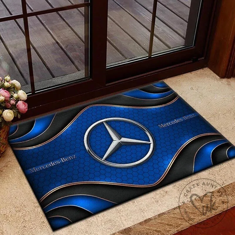 Mercedes-Benz Blue Hexagon Pattern Welcome Doormat