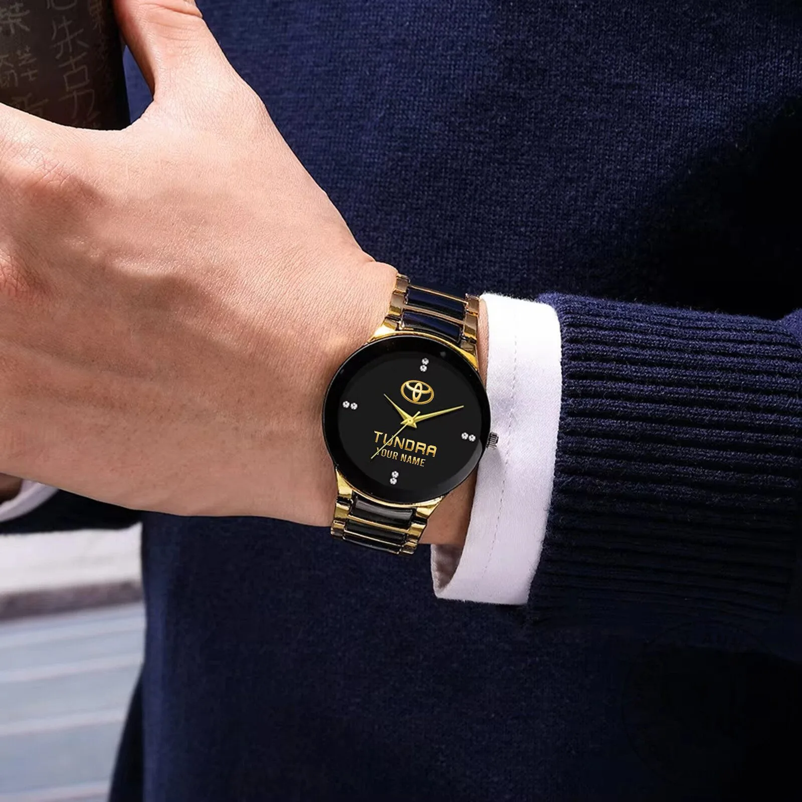 Toyota Tundra Custom Name Black and Gold Stainless Steel Quartz Watch 9 Toyota Tundra Custom Name Black and Gold Stainless Steel Quartz Watch